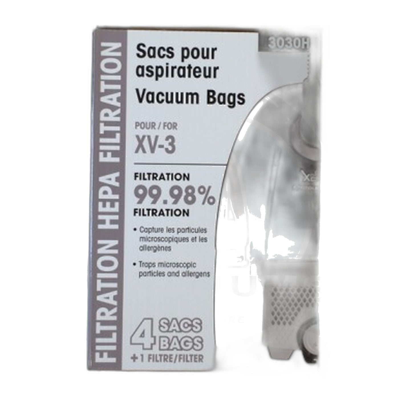 Johnny Vac XV3 Canister Allergen Bags 4-Pack + Filter