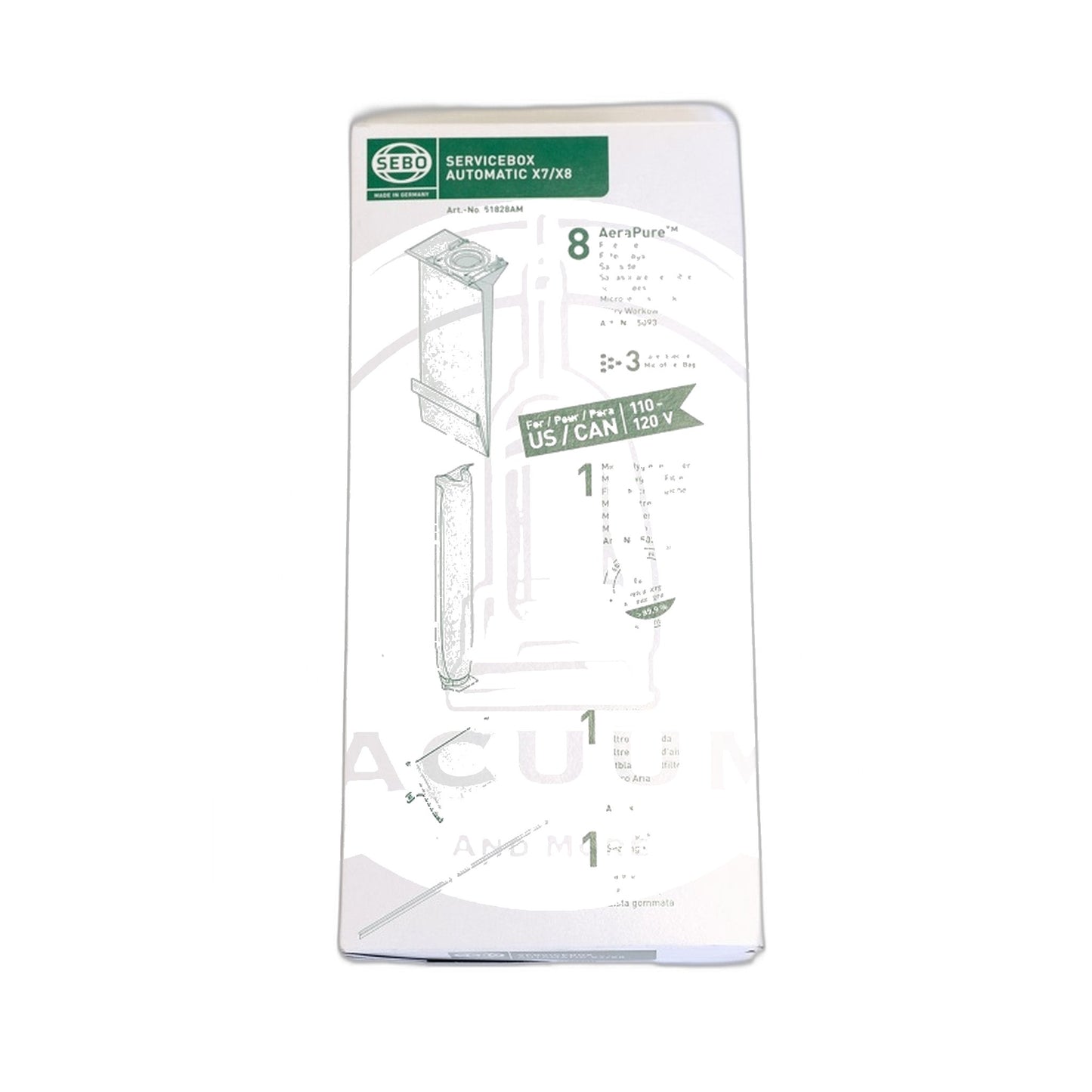 SEBO X7/X8 Service Box - 8 Aerapure Bags, Micro & Exhaust Filters