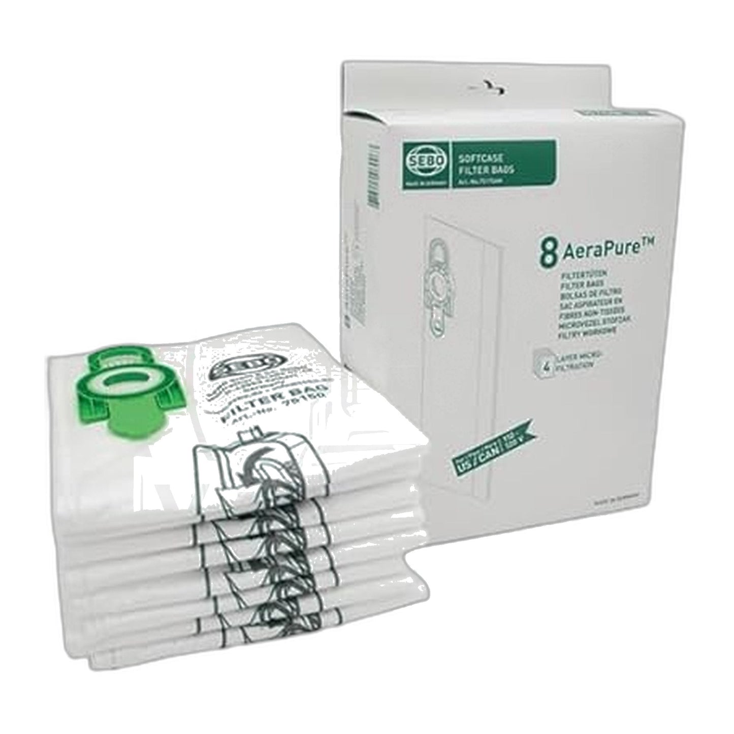 SEBO CE12 Soft Case Upright Original Paper Bags with Sealing Caps (8-Pack)