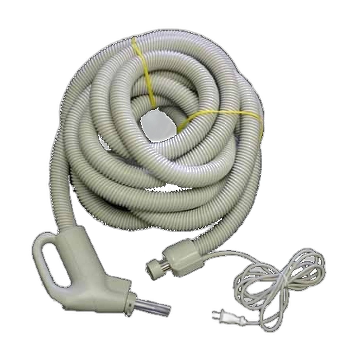 Plastiflex 35 ft Dual-Voltage Central Vacuum Hose with Pigtail, Grey