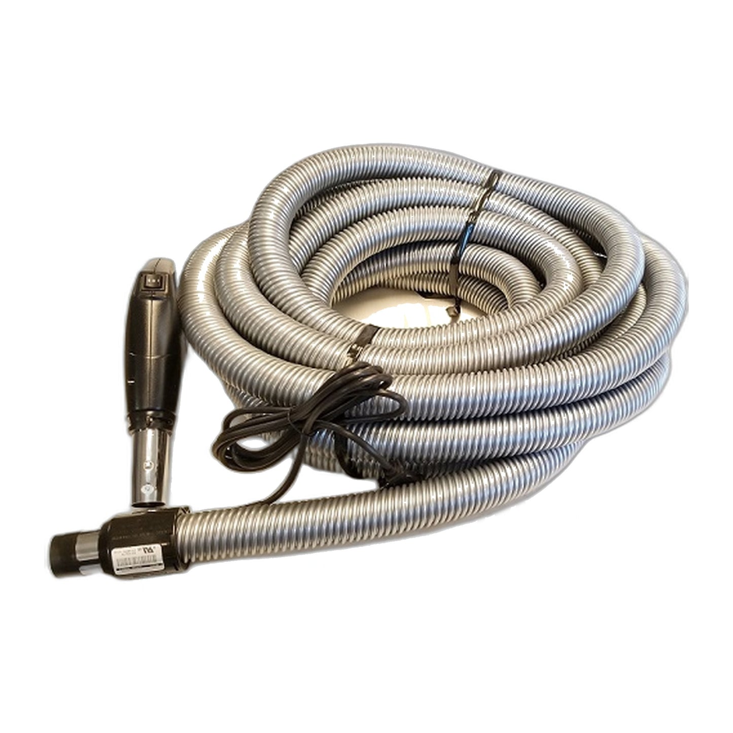 Plastiflex 35 ft Dual-Voltage Central Vacuum Hose with Pigtail, Silver