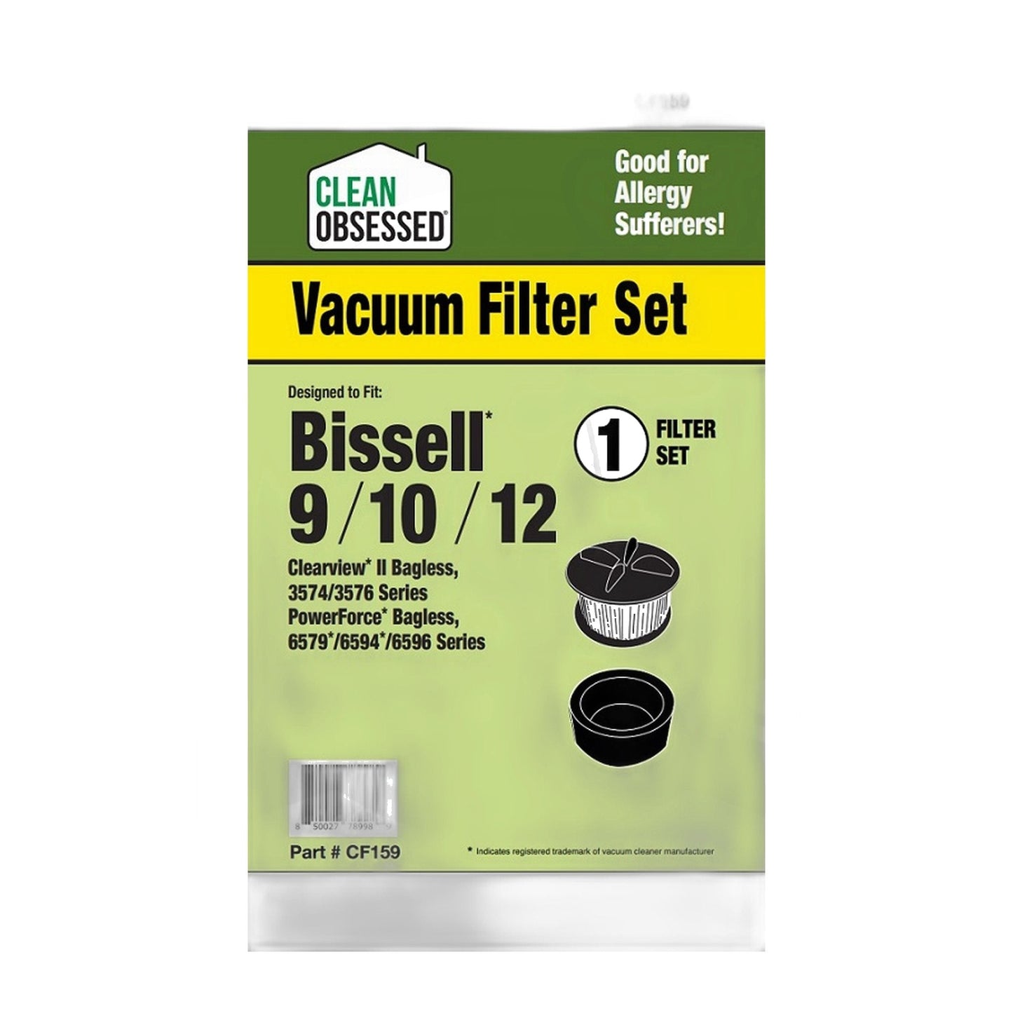 Clean Obsessed Bissell Style 9/10/12 Filter Set (Pre & Post Motor)