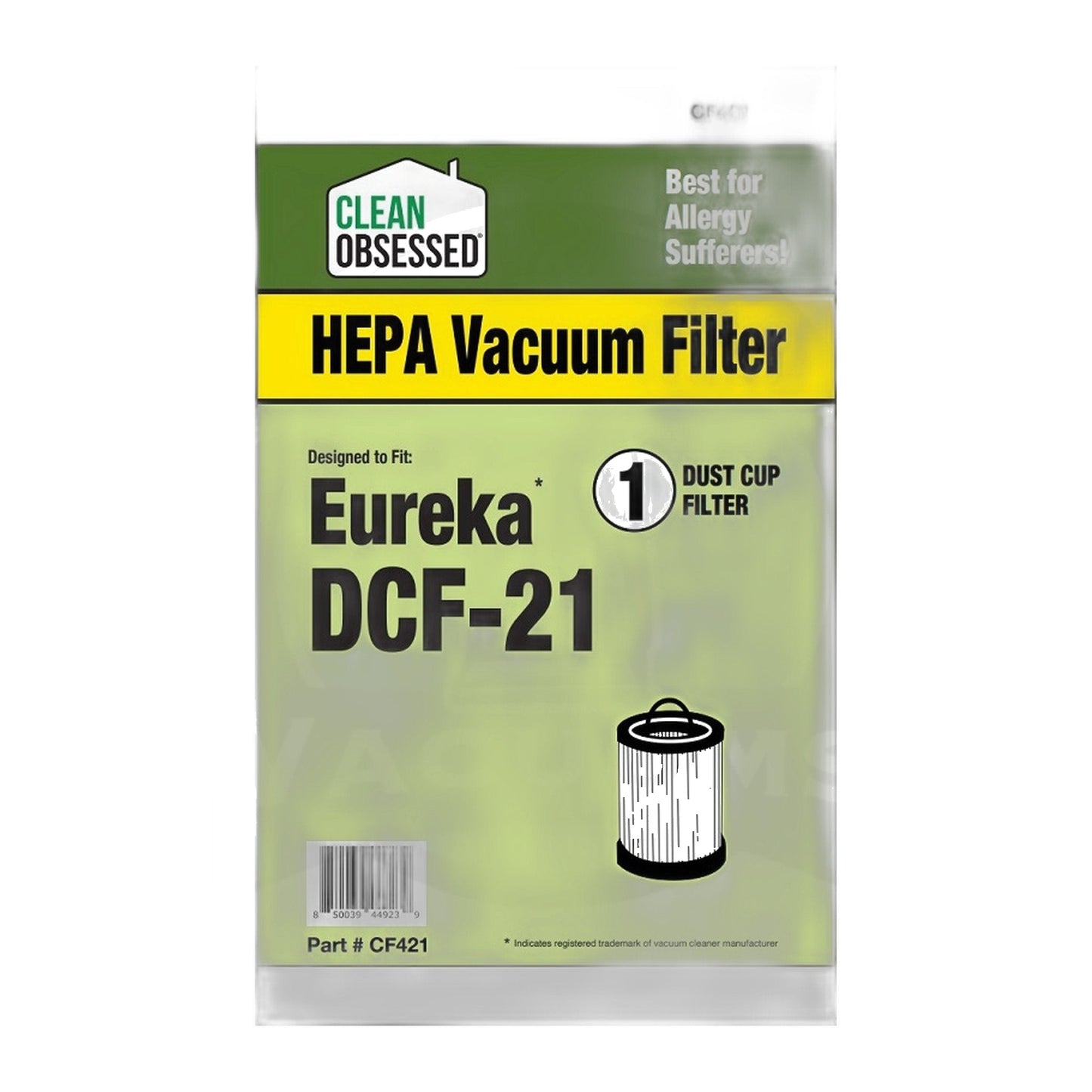 Eureka DCF-21 HEPA Filter for Bagless Uprights (Replacement)