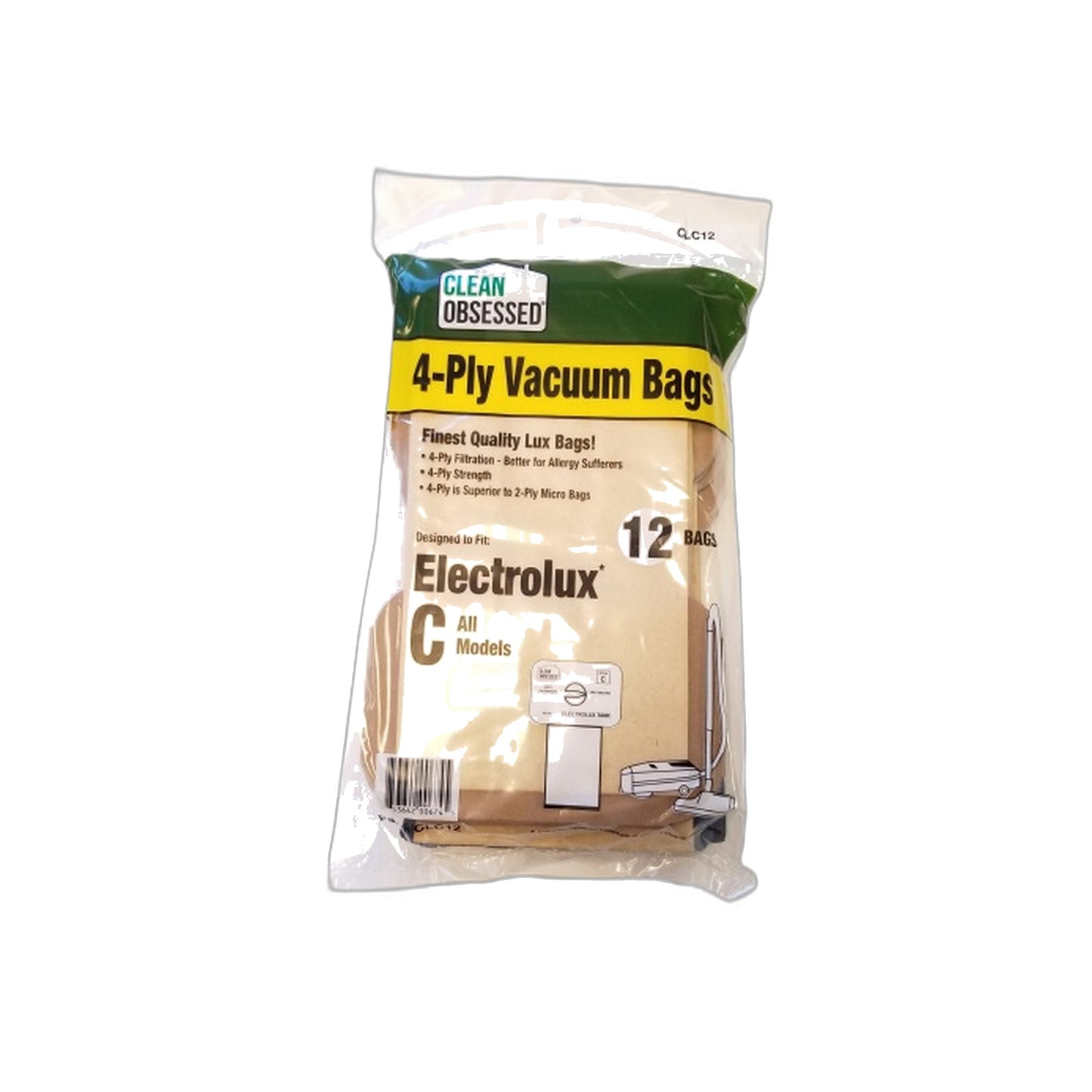 Lux Canister 4-Ply Paper Vacuum Bags, 12-Pack
