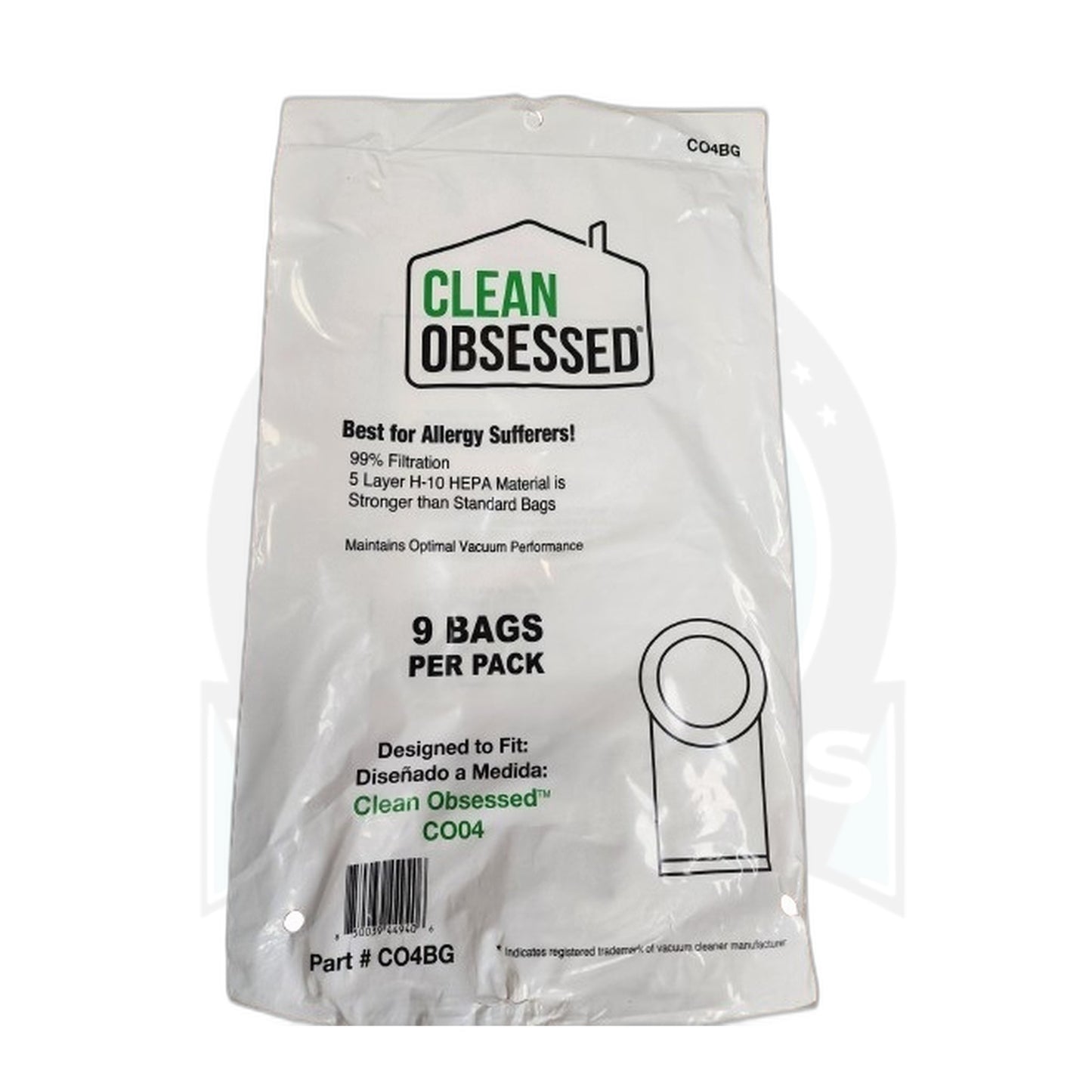 Clean Obsessed 4 Qt HEPA Backpack Paper Bags, Model CO4 (9-Pack)