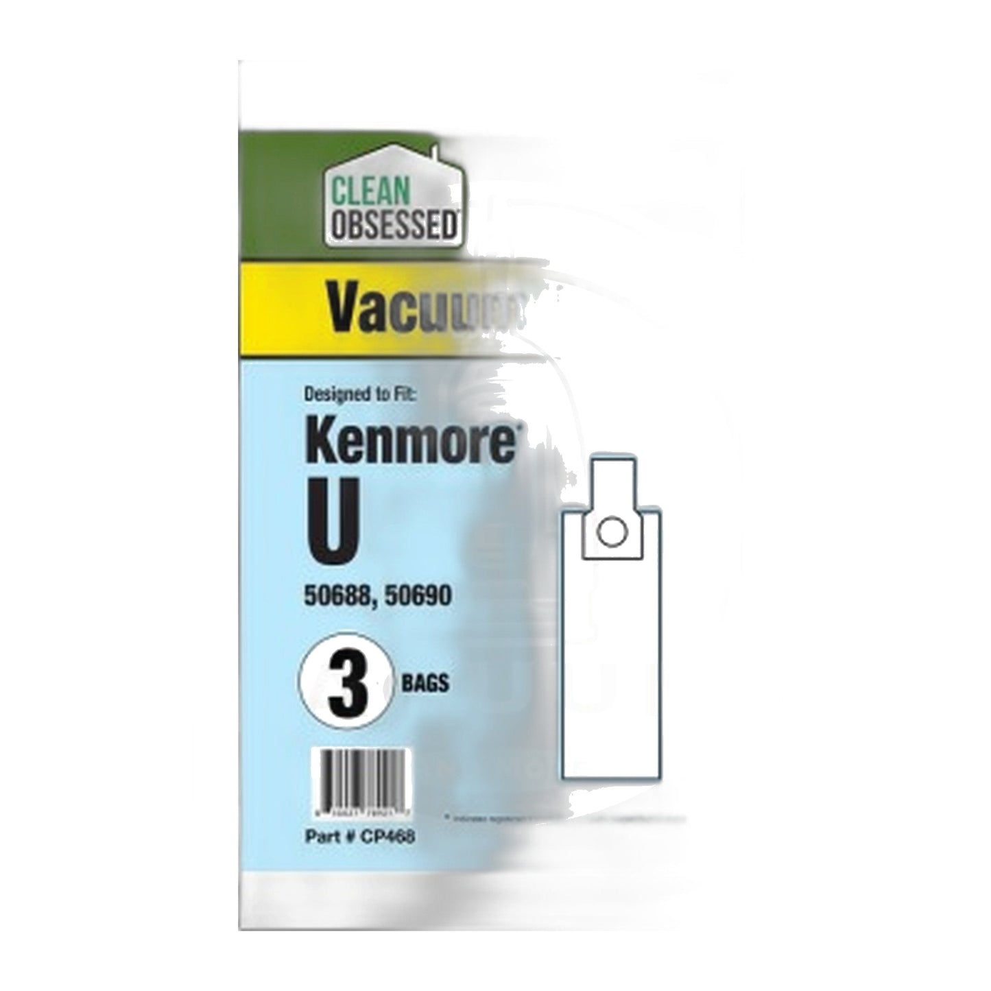 Kenmore 50688 50690 Type U Micro Vacuum Bags, 3-Pack