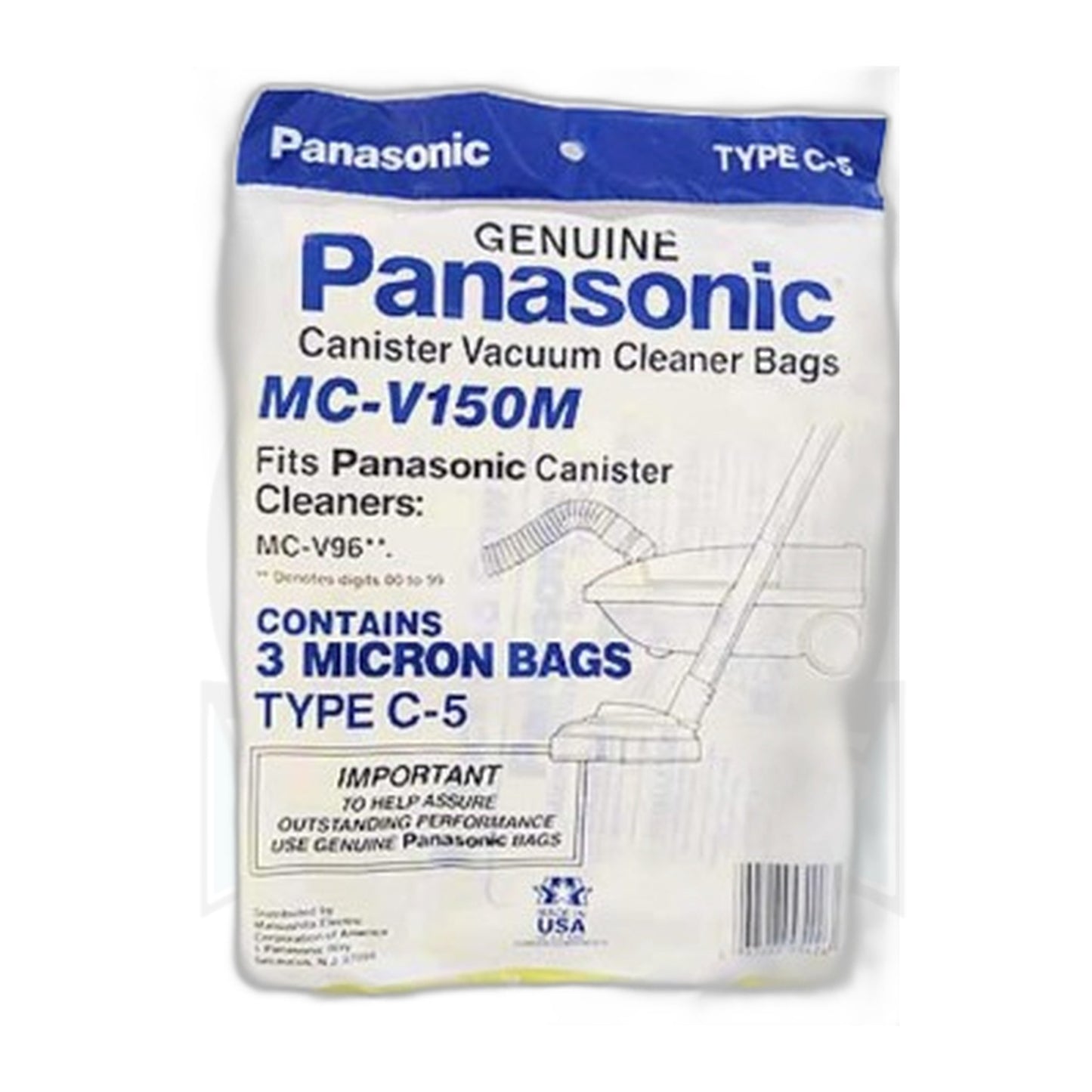 Panasonic Type C-5 Micron Paper Vacuum Bags (3-Pack)