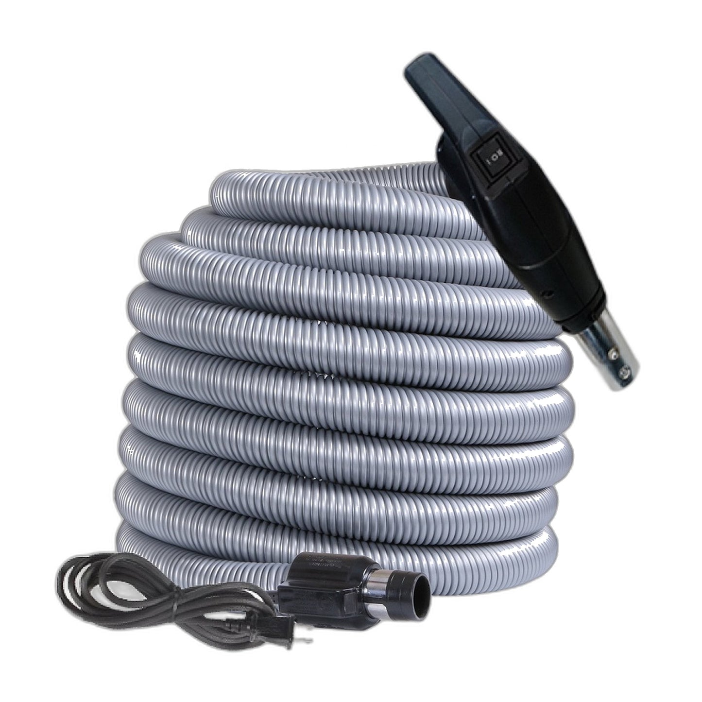 Nadair 35' Dual Volt Central Vac Hose, 1-3/8" Silver - Part #N35DVH