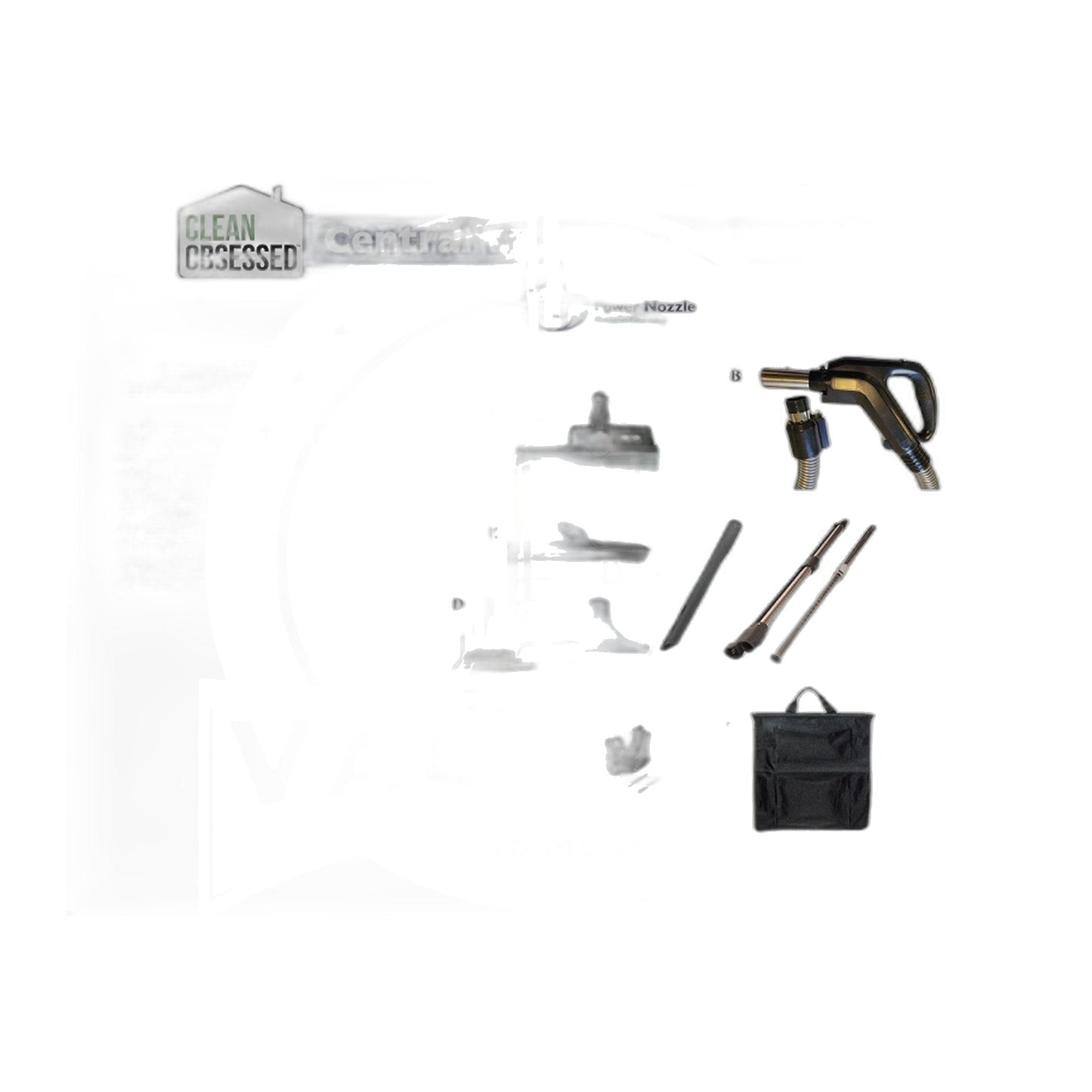 Clean Obsessed Complete SEBO Central Vac Kit, 35' Direct-Connect Hose, 15" Power Nozzle