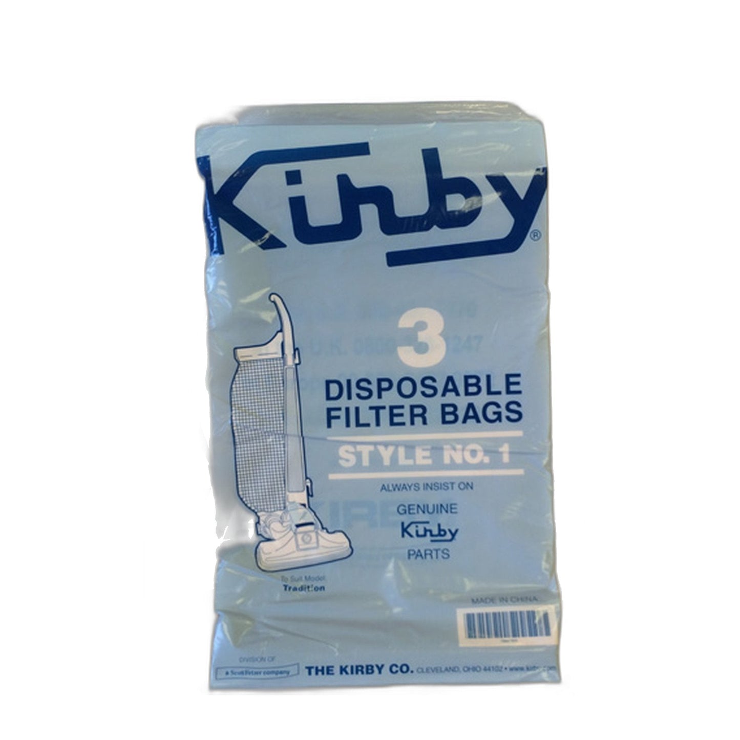 Kirby Style 1 Original Standard Vacuum Bags, 3-Pack (Horizontal Oval Hole)