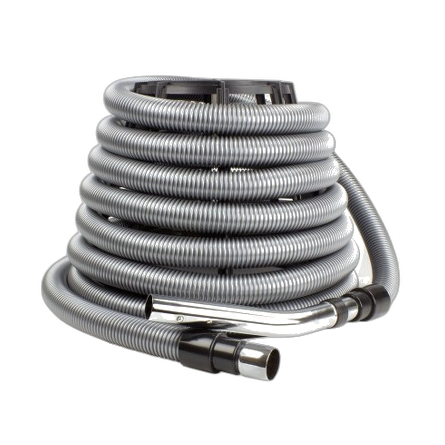 Universal 30' Crushproof Central Vacuum Hose, 1-1/4" Button-Lock, Metal Wall End