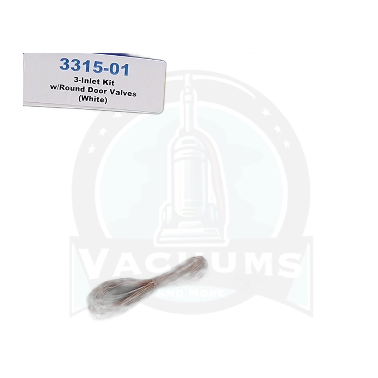 Central Vacuum 3-Inlet Installation Kit, Round Door, White, 50ft Wire
