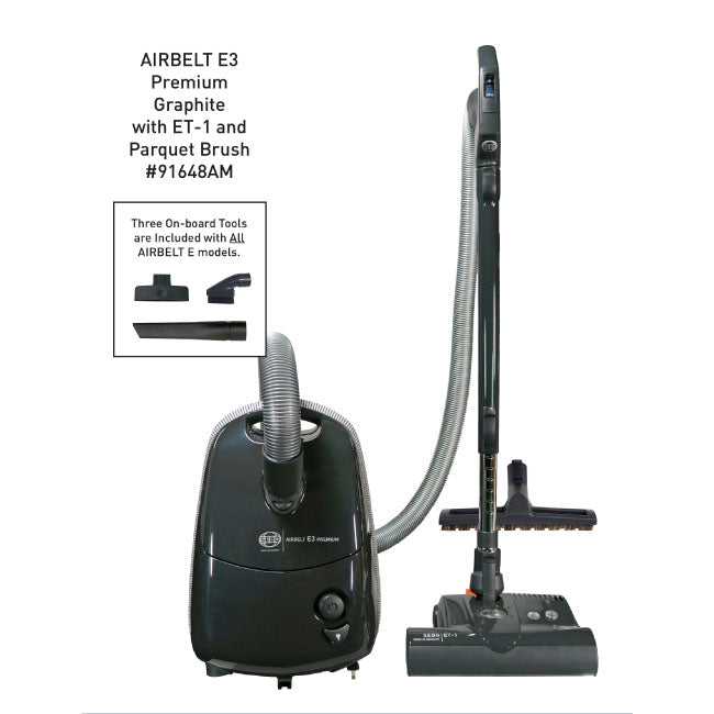 SEBO AIRBELT E3 Premium, with dual-control handle, ET-1, and parquet brush (black) - SEBO