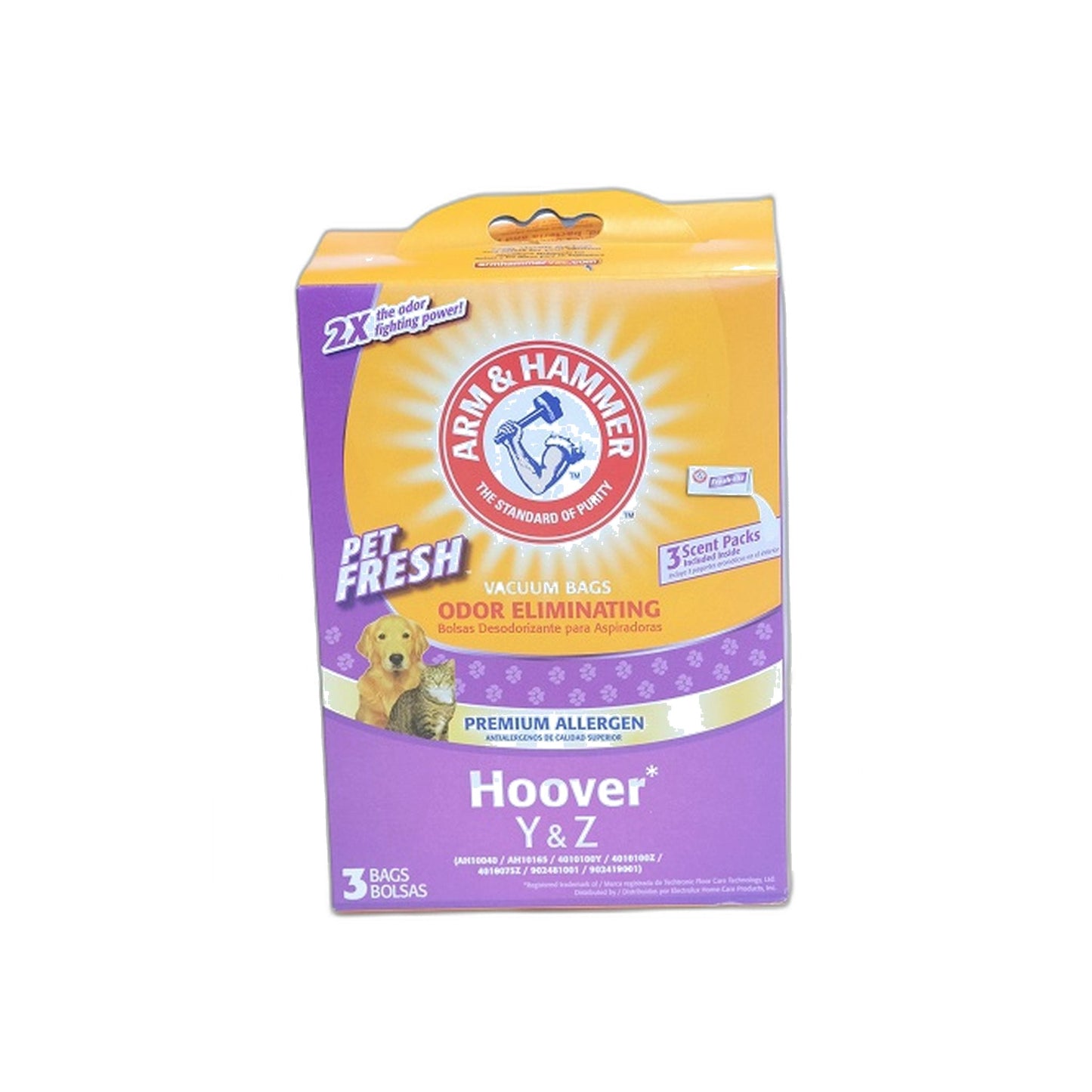 Hoover Type Y & Z Arm & Hammer Pet Fresh Vacuum Bags, 3-Pack