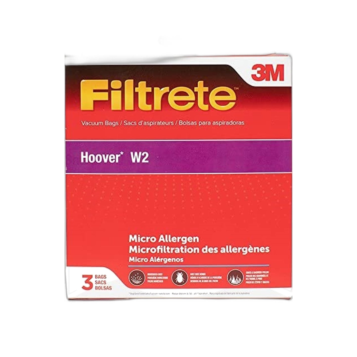 Hoover Type W2 3M Filtrete Micro Vacuum Bags, 3-Pack
