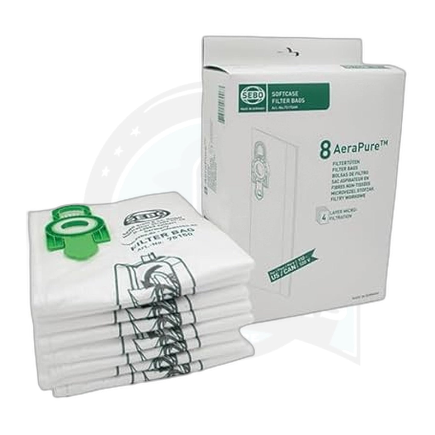 SEBO CE12 Soft Case Upright Original Paper Bags with Sealing Caps (8-Pack)