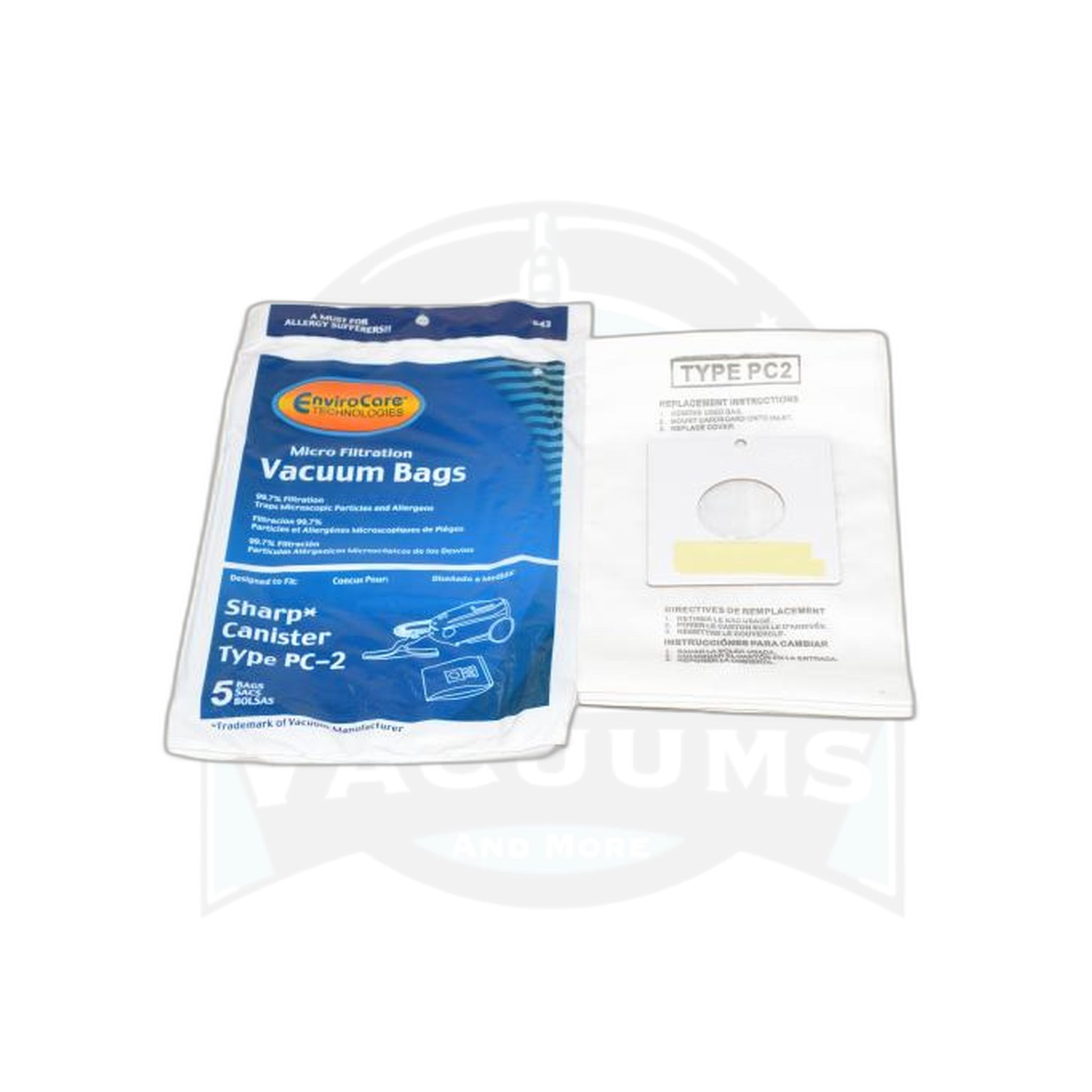 Sharp Micro Canister Paper Bags PC2 - 5 Pack - EC6311/EC7311 - Sharp