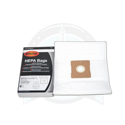 Riccar/Simplicity Type Z HEPA Bags - Moonlight, Sunburst, Jack & Jill, 6 Pack - Riccar
