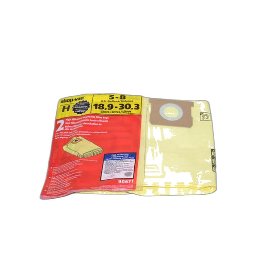 Shop-Vac Type H High Efficiency Drywall Paper Bags - 5/6/8 Gallon, 2 Pack