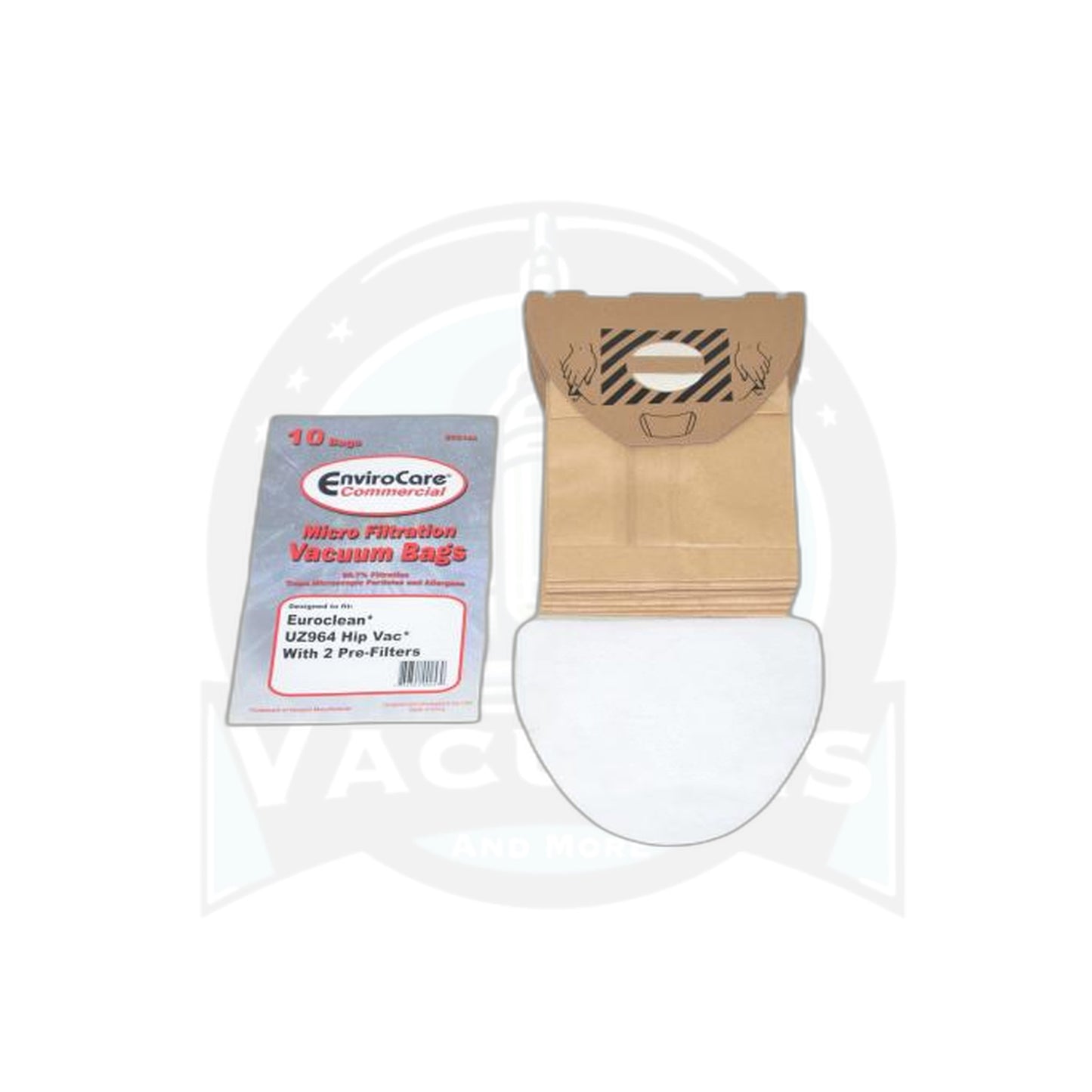 Euroclean Hip Vacuum Paper Bags with Filters - 10 Pack - Euroclean