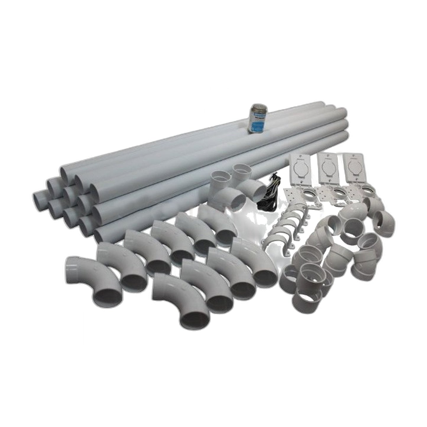 Johnny Vac Central Vacuum Installation Kit - Pipe, Low-Voltage Wire & 3 Inlets