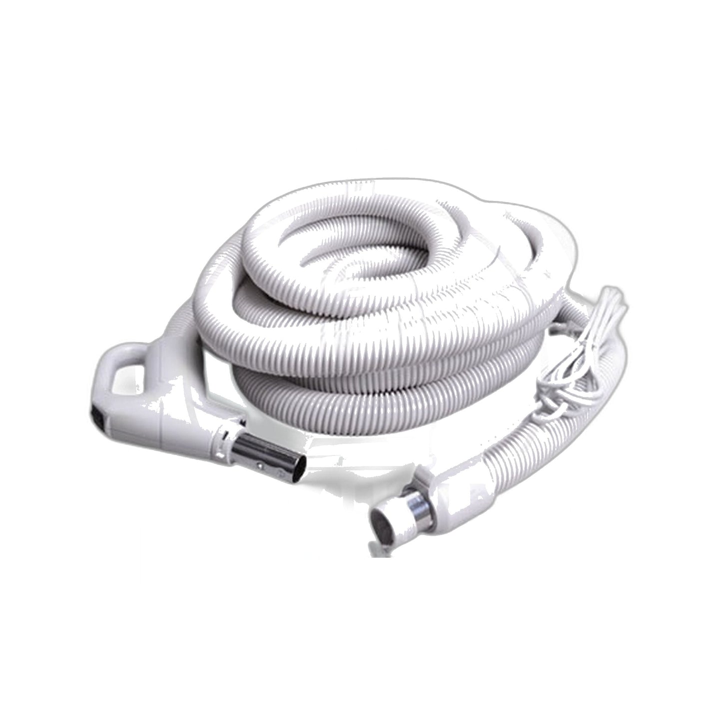 Plastiflex 30 ft Dual-Voltage Central Vacuum Hose with Pigtail, Grey