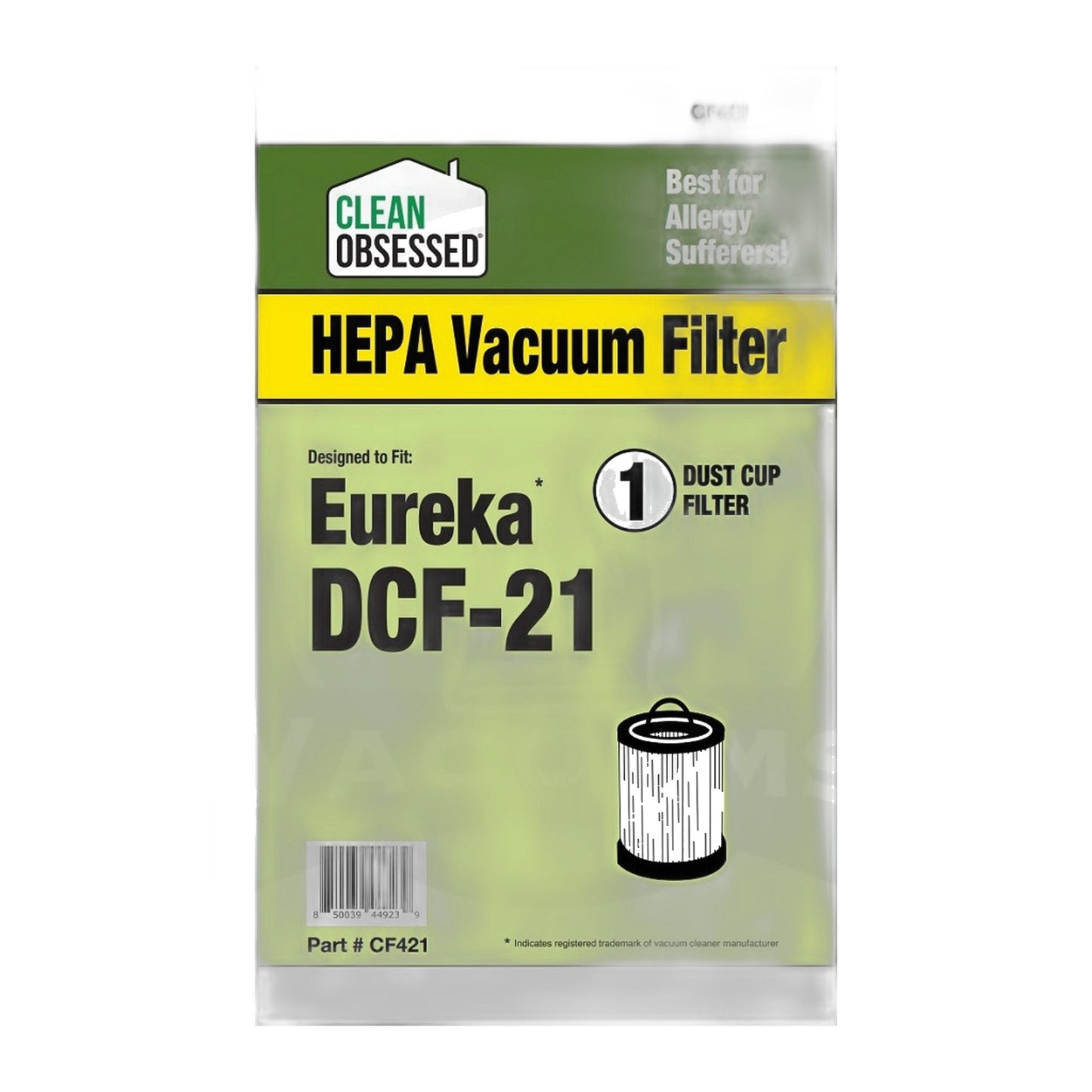 Eureka DCF-21 HEPA Filter for Bagless Uprights (Replacement)