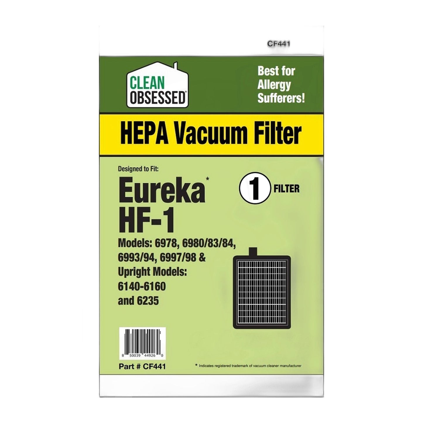 Eureka HF-1 HEPA Filter for Excalibur Uprights & Canisters