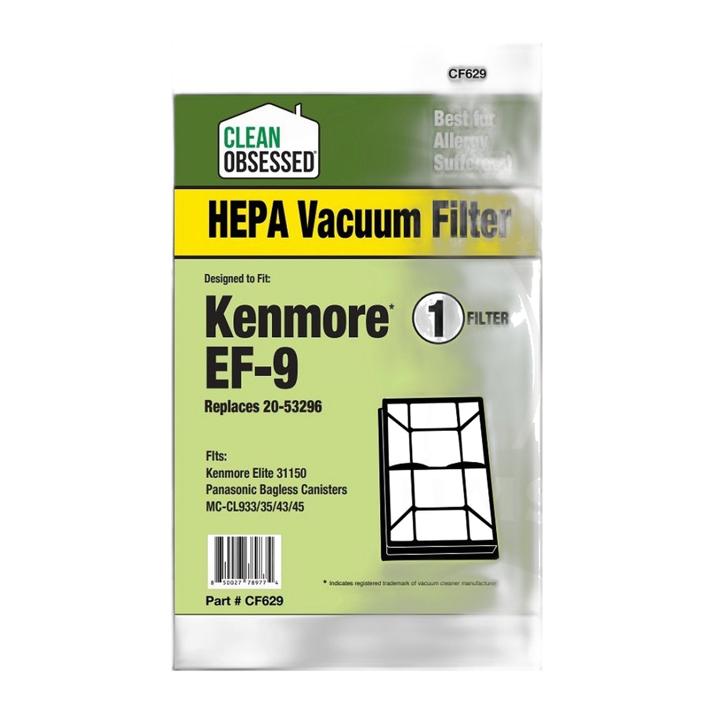 Clean Obsessed Kenmore EF-9 HEPA Filter (52396) for Elite & Panasonic
