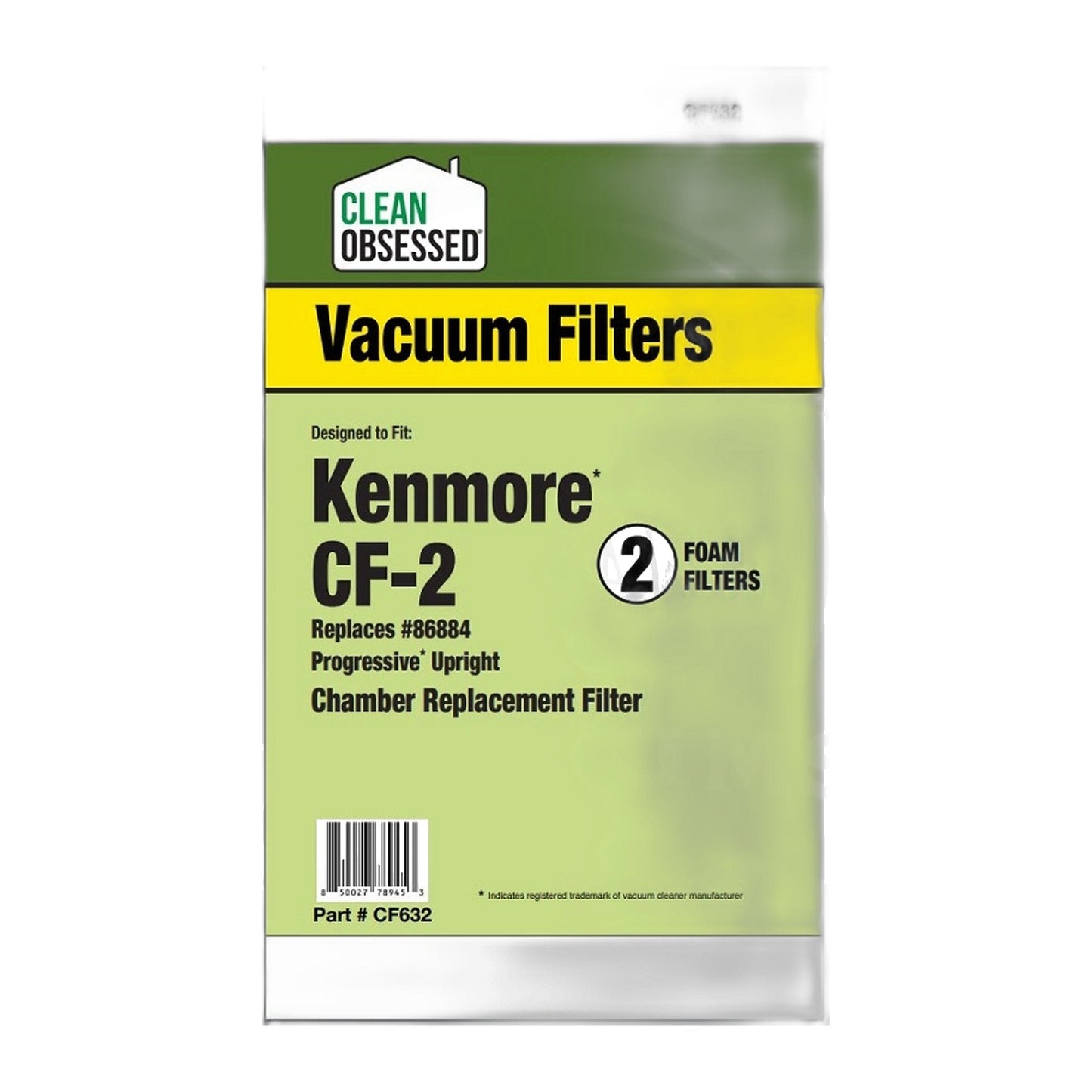 Clean Obsessed CF-2 Foam Filter 2-Pack for Kenmore Uprights (86884)