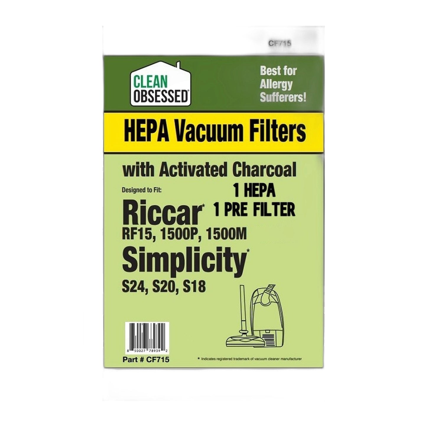 Clean Obsessed Riccar/Simplicity Canister Secondary & HEPA Filter Set