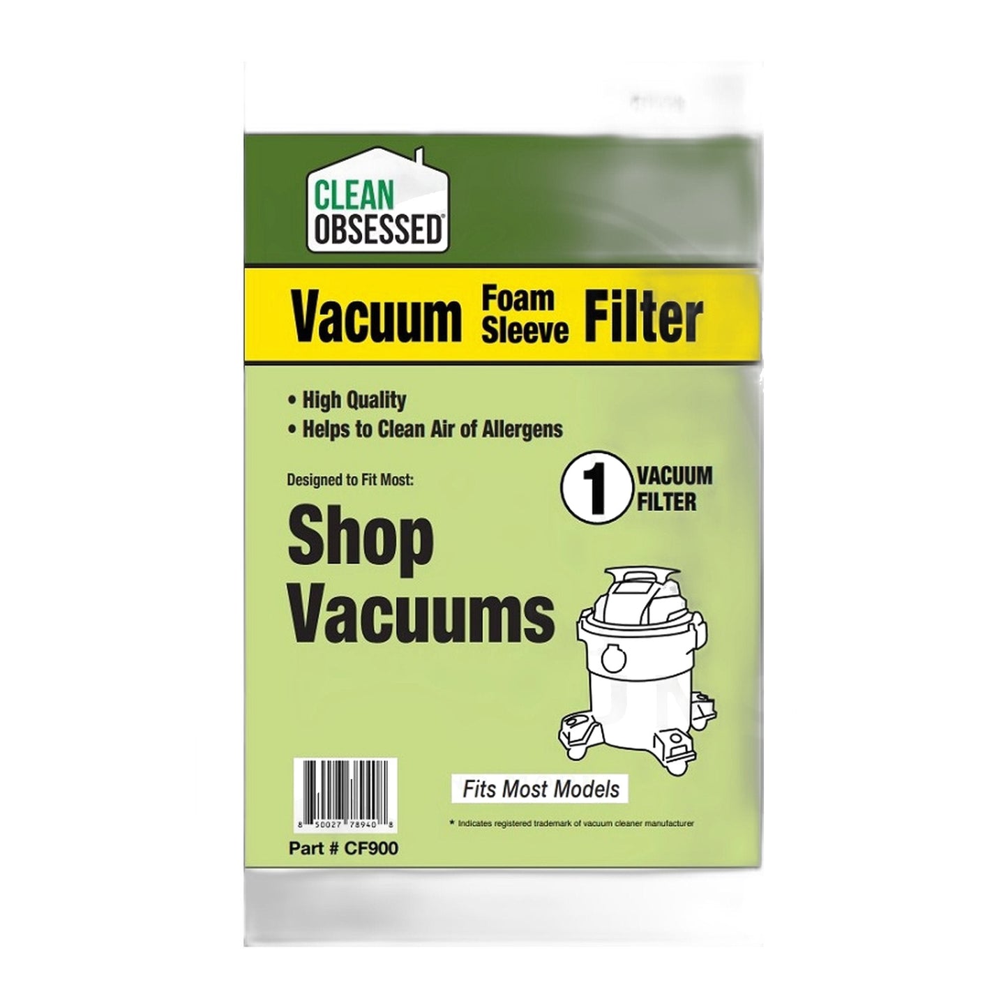 Clean Obsessed Shop Vac Foam Sleeve Filter, 8" x 8" x 6.25"