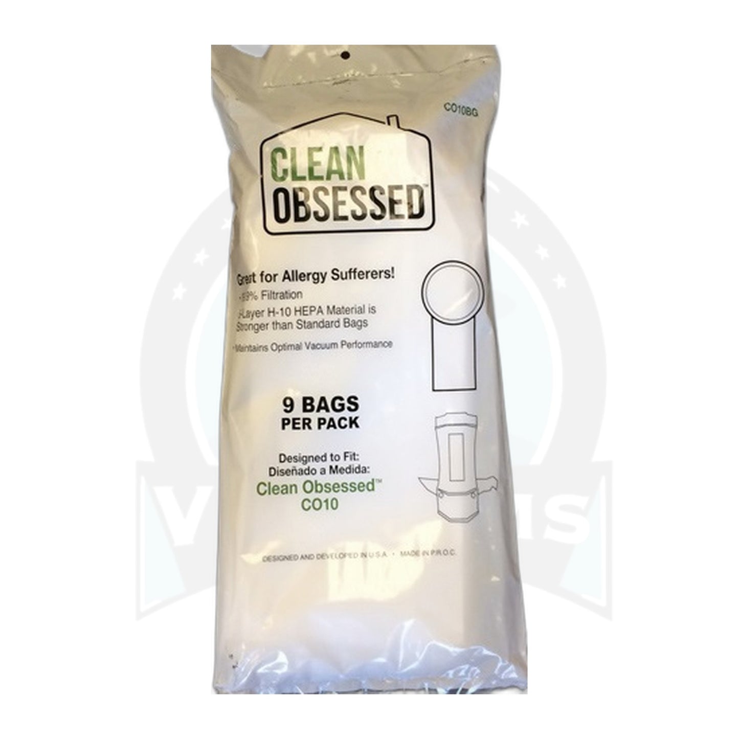 Clean Obsessed 10 Qt HEPA Backpack Bags, CO10/CO1024 (9-Pack)