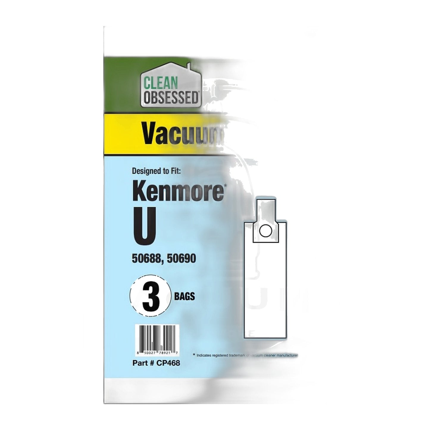 Kenmore 50688 50690 Type U Micro Vacuum Bags, 3-Pack