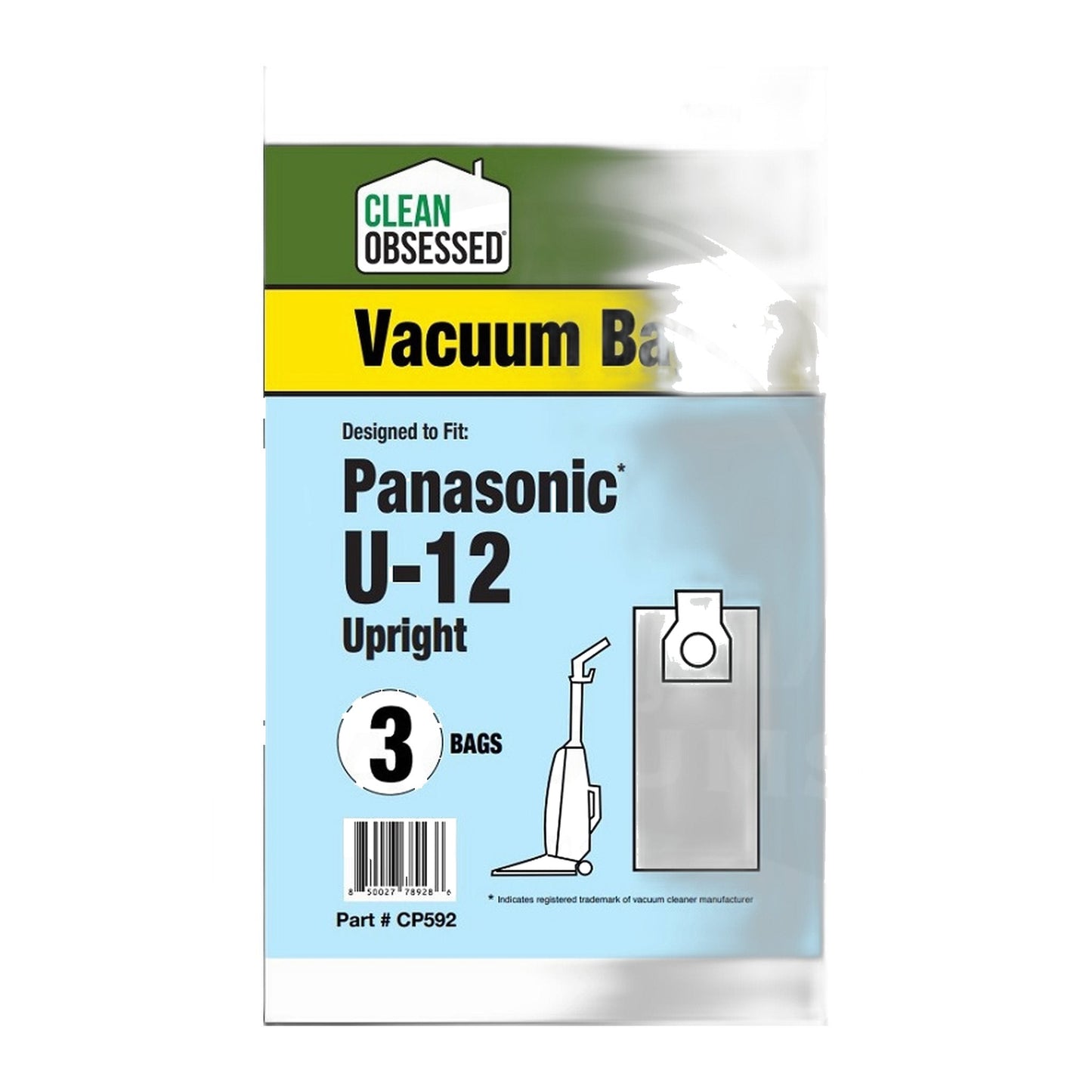Clean Obsessed Panasonic Type U-12 Micro Paper Vacuum Bags (3-Pack)