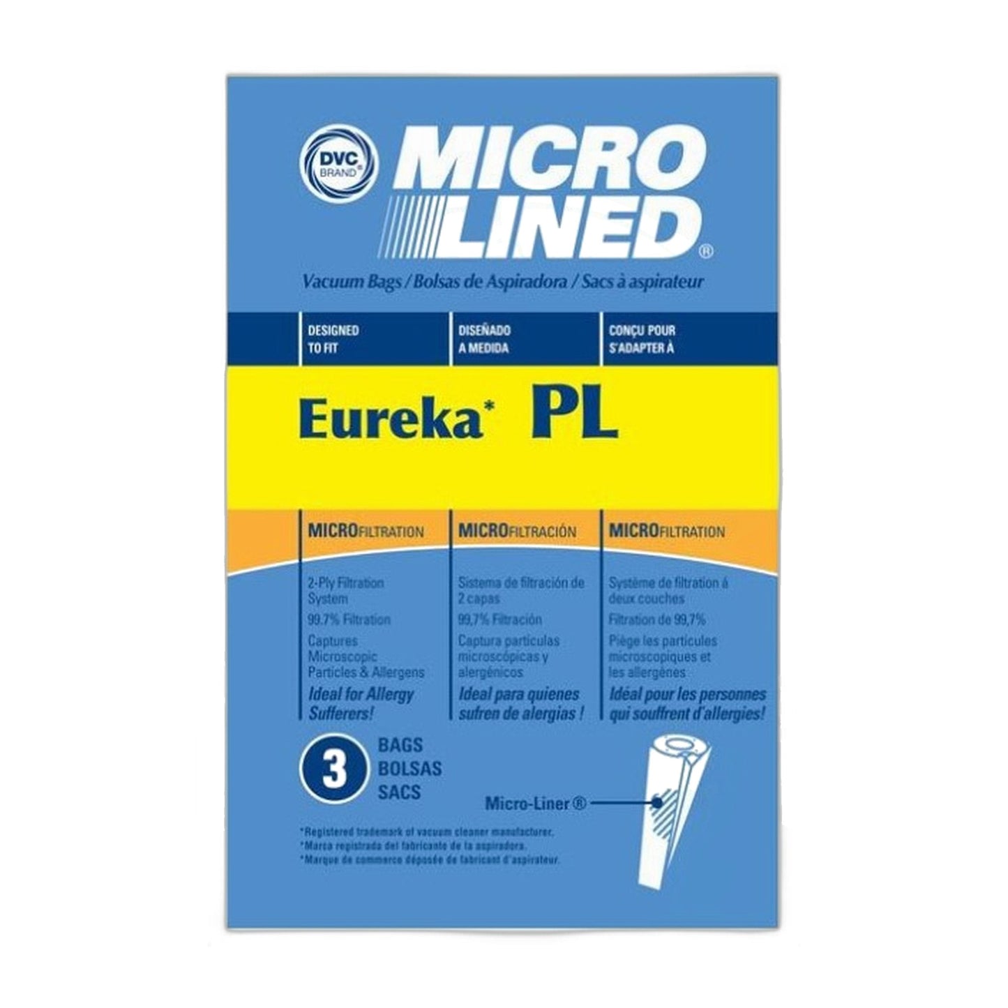 Eureka Type PL Micro-Filtration Vacuum Bags, 3-Pack (DVC)