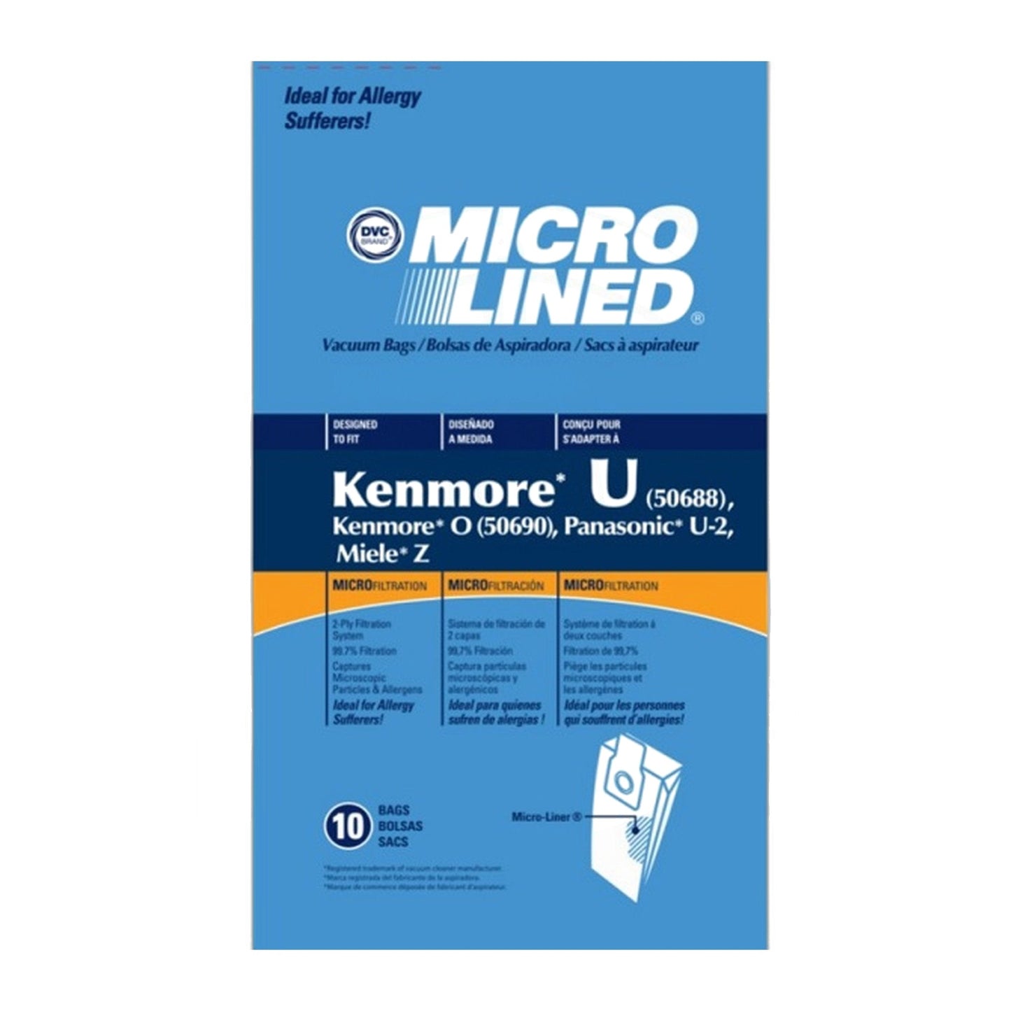 Kenmore Type U Micro Paper Bags for 50688 Uprights (10-Pack)