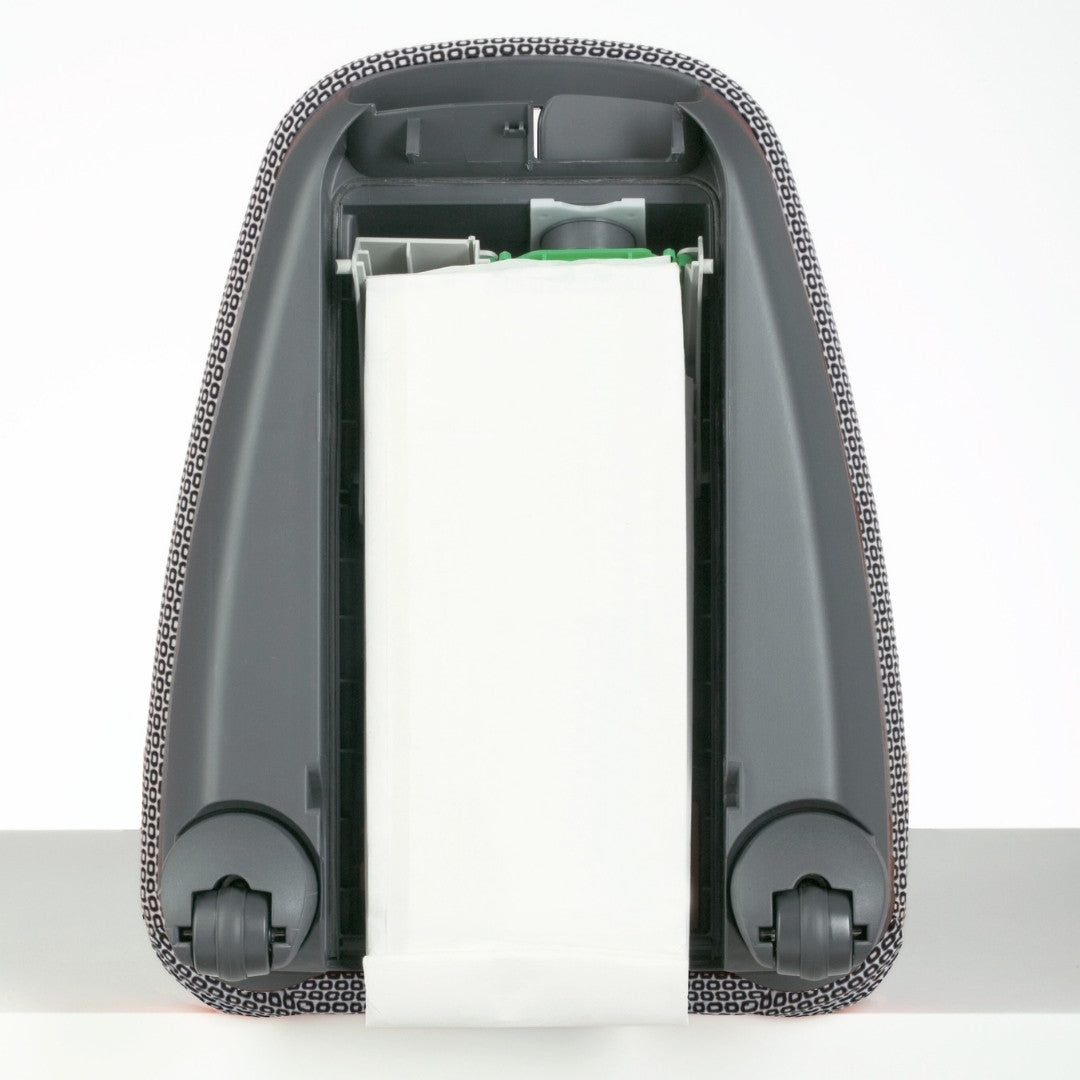 SEBO K2/K3 bag fitted in a compatible vacuum; vacuum shown for fitment only