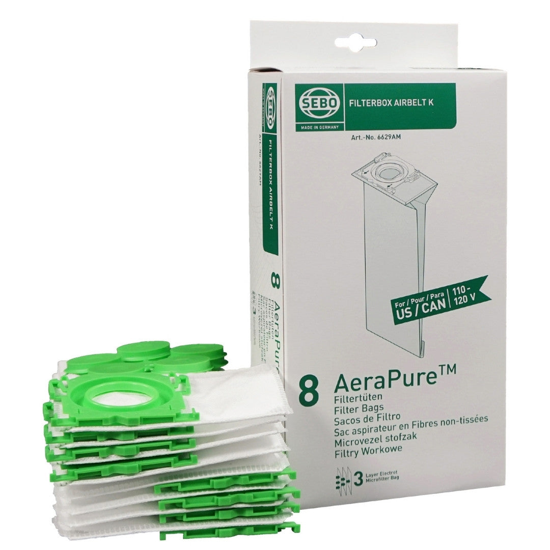 Genuine SEBO K2/K3 vacuum bags with 8 bags