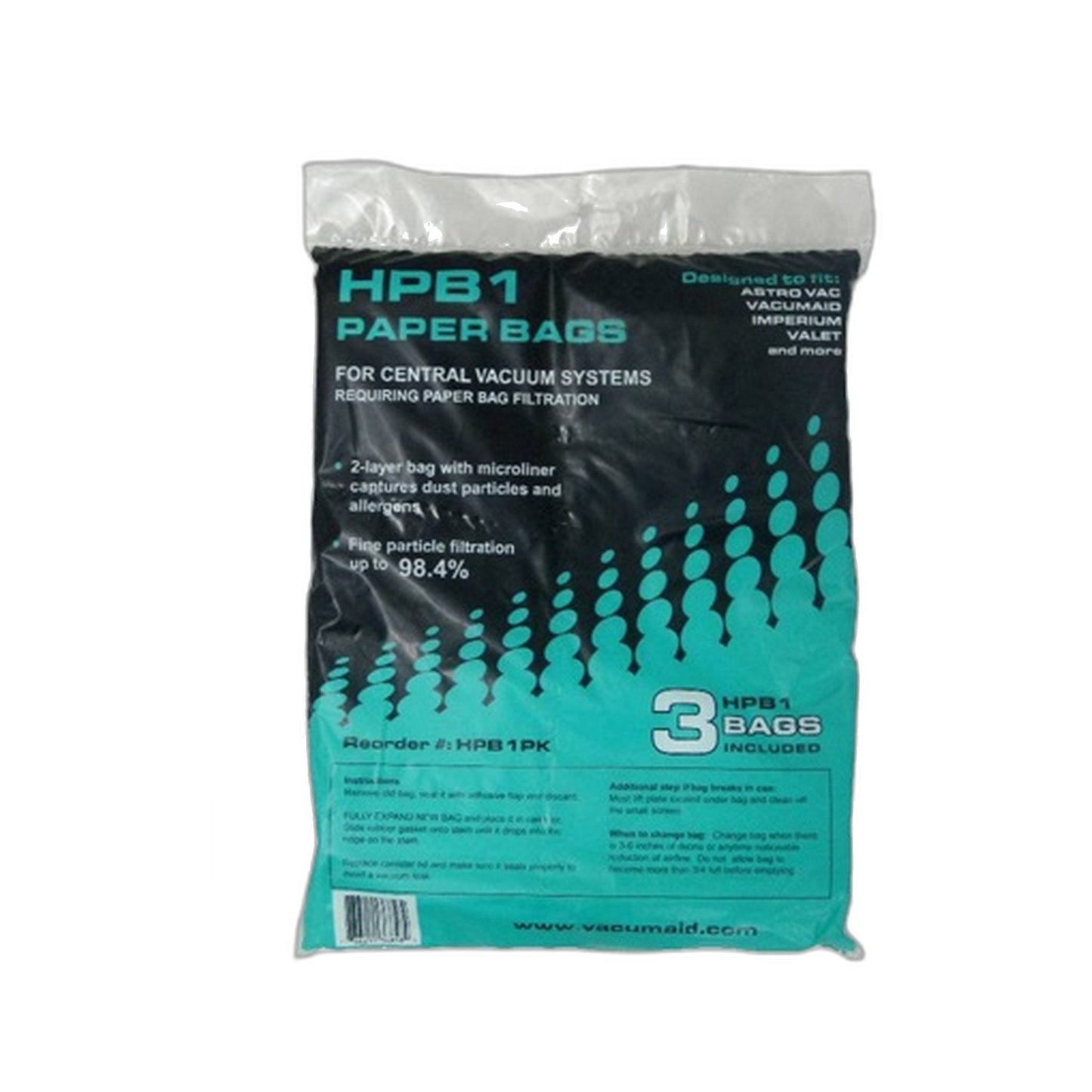 VacuMaid HPB1 3-Layer Synthetic Central Vacuum Bags, Bulk Case of 140