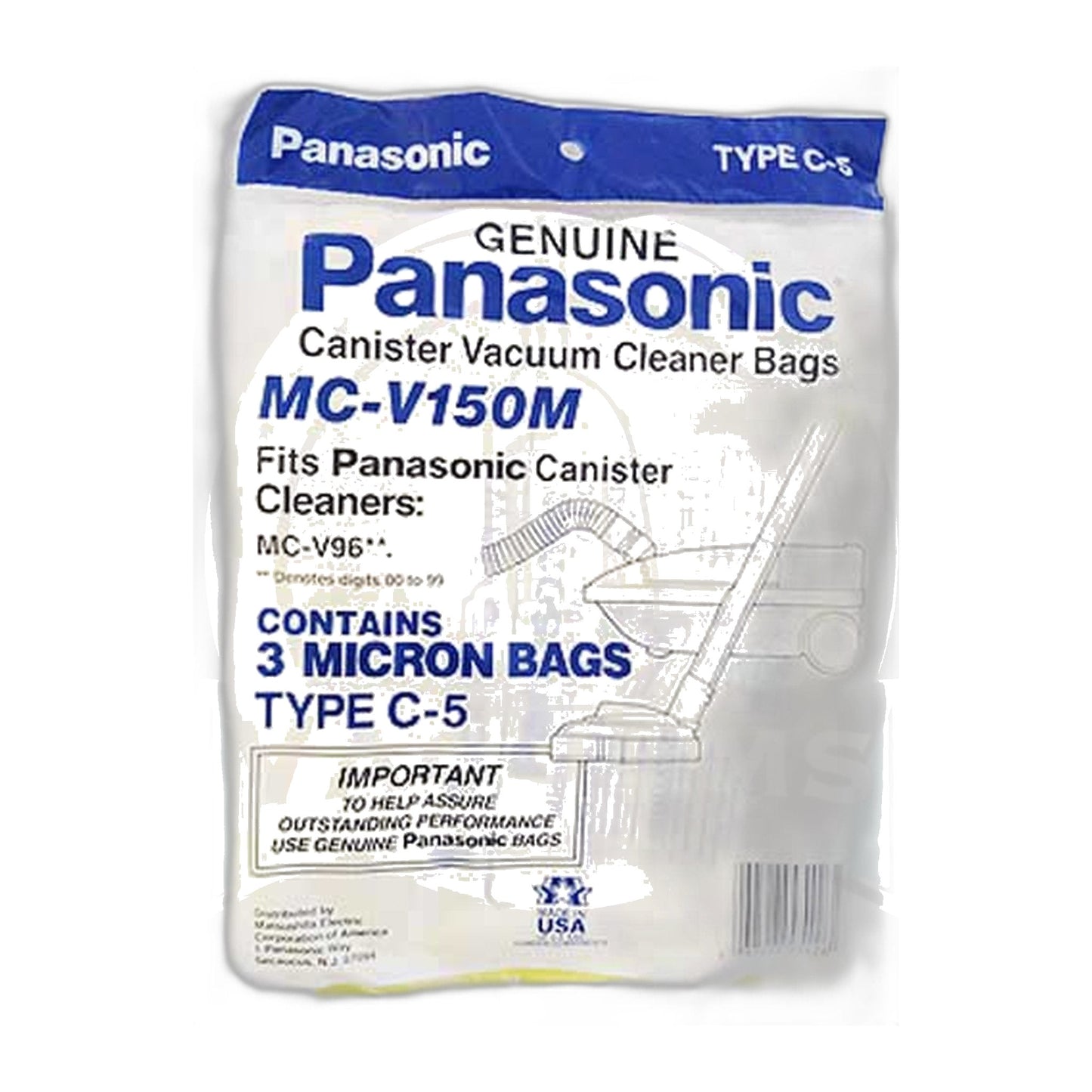 Panasonic Type C-5 Micron Paper Vacuum Bags (3-Pack)