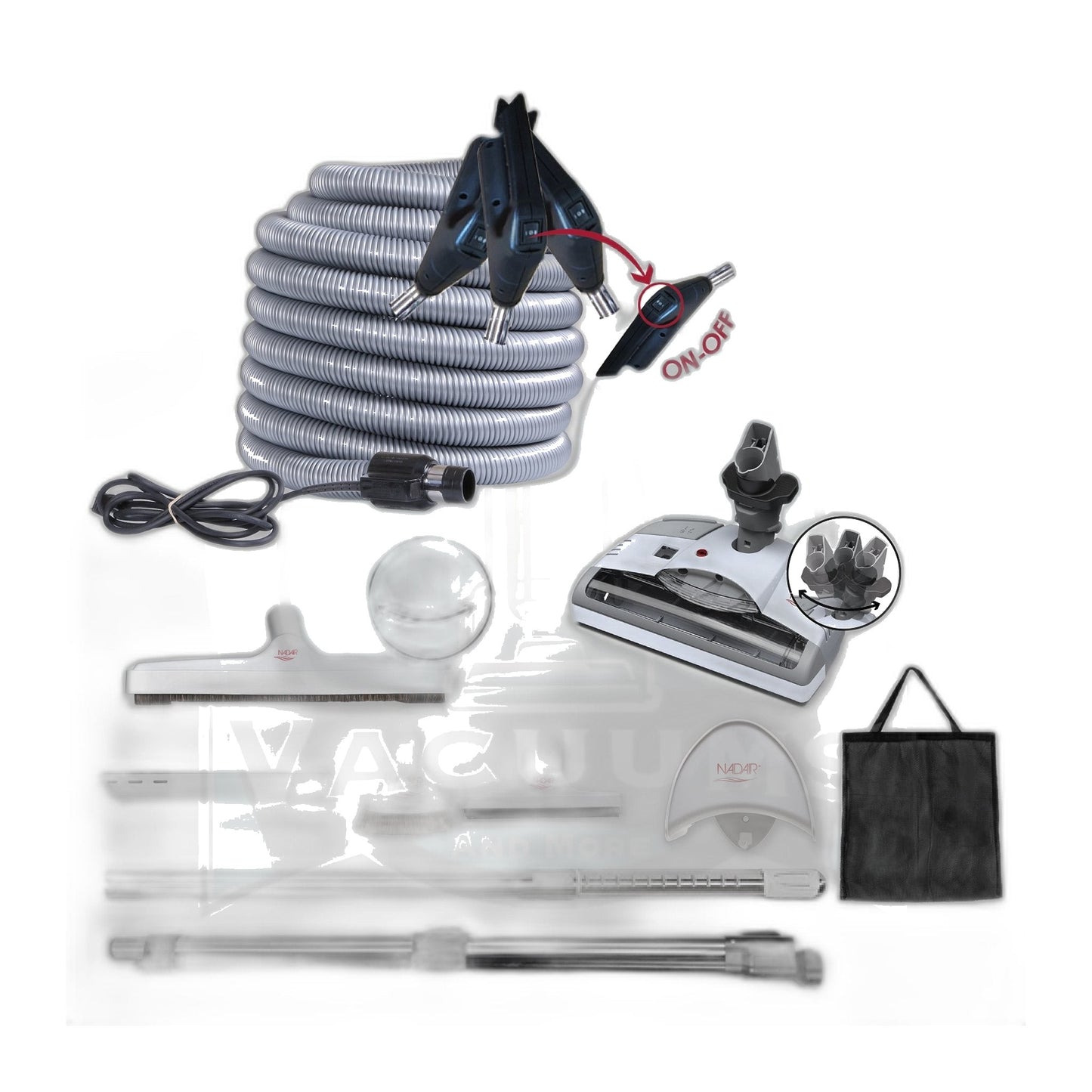 Nadair 30' Dual Volt Central Vac Attachment Kit, Power Nozzle - N30DV