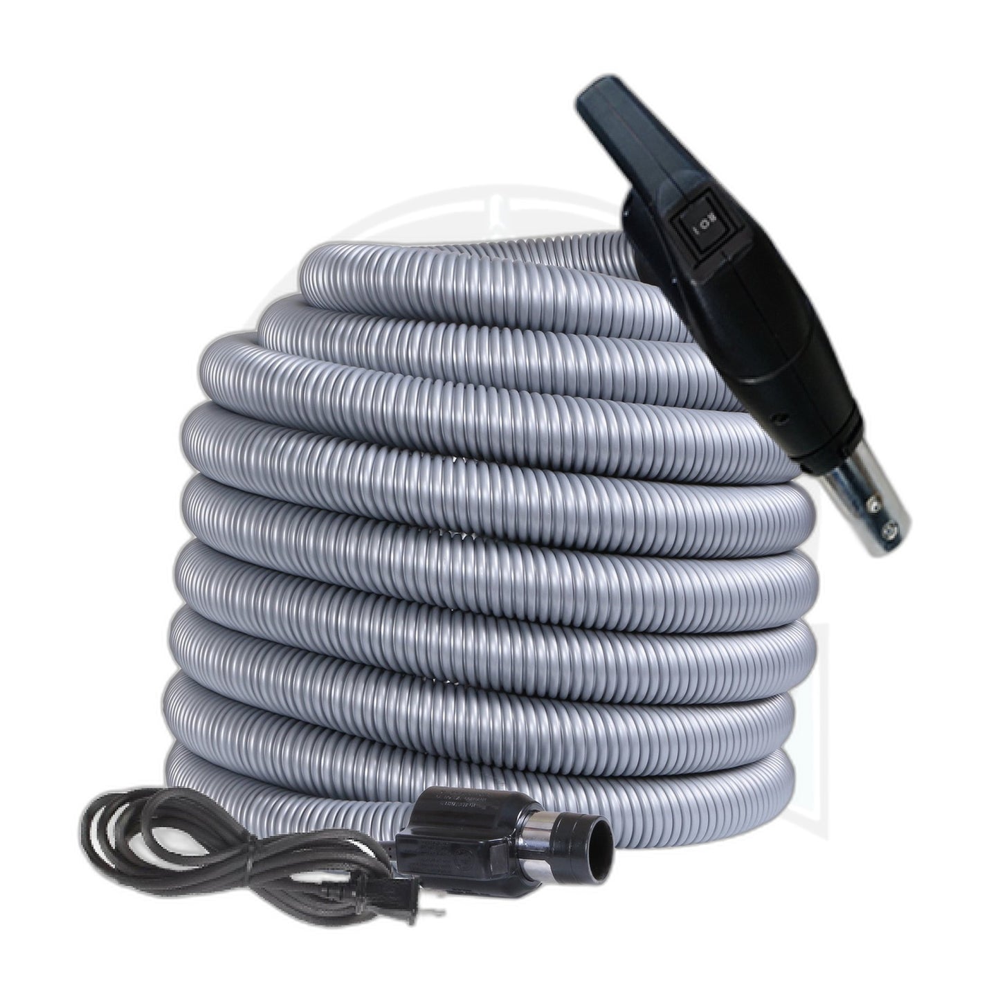 Nadair 35' Dual Volt Central Vac Hose, 1-3/8" Silver - Part #N35DVH