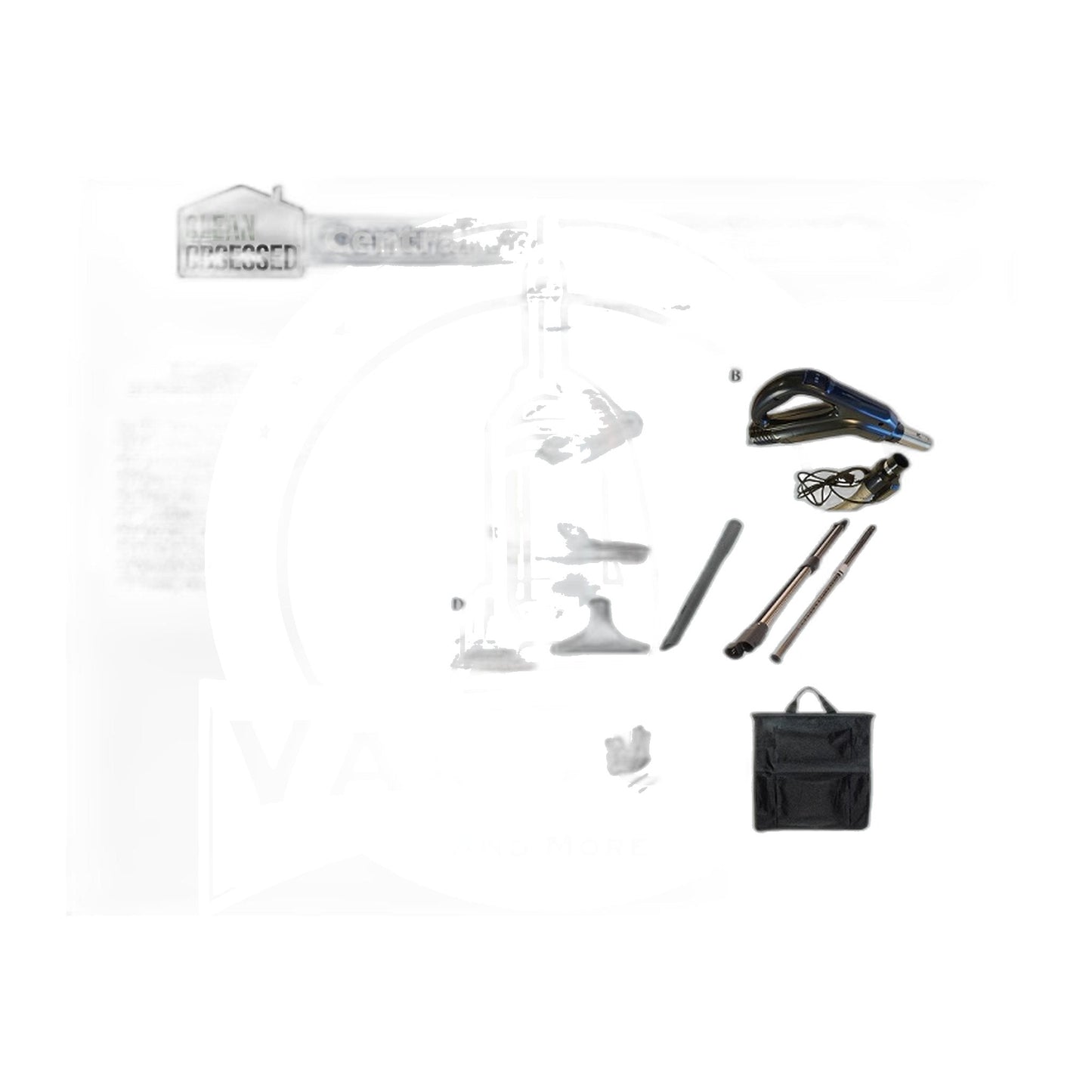 Clean Obsessed SEBO Central Vac Kit - 35' Pigtail Hose, 12" Black Powerhead