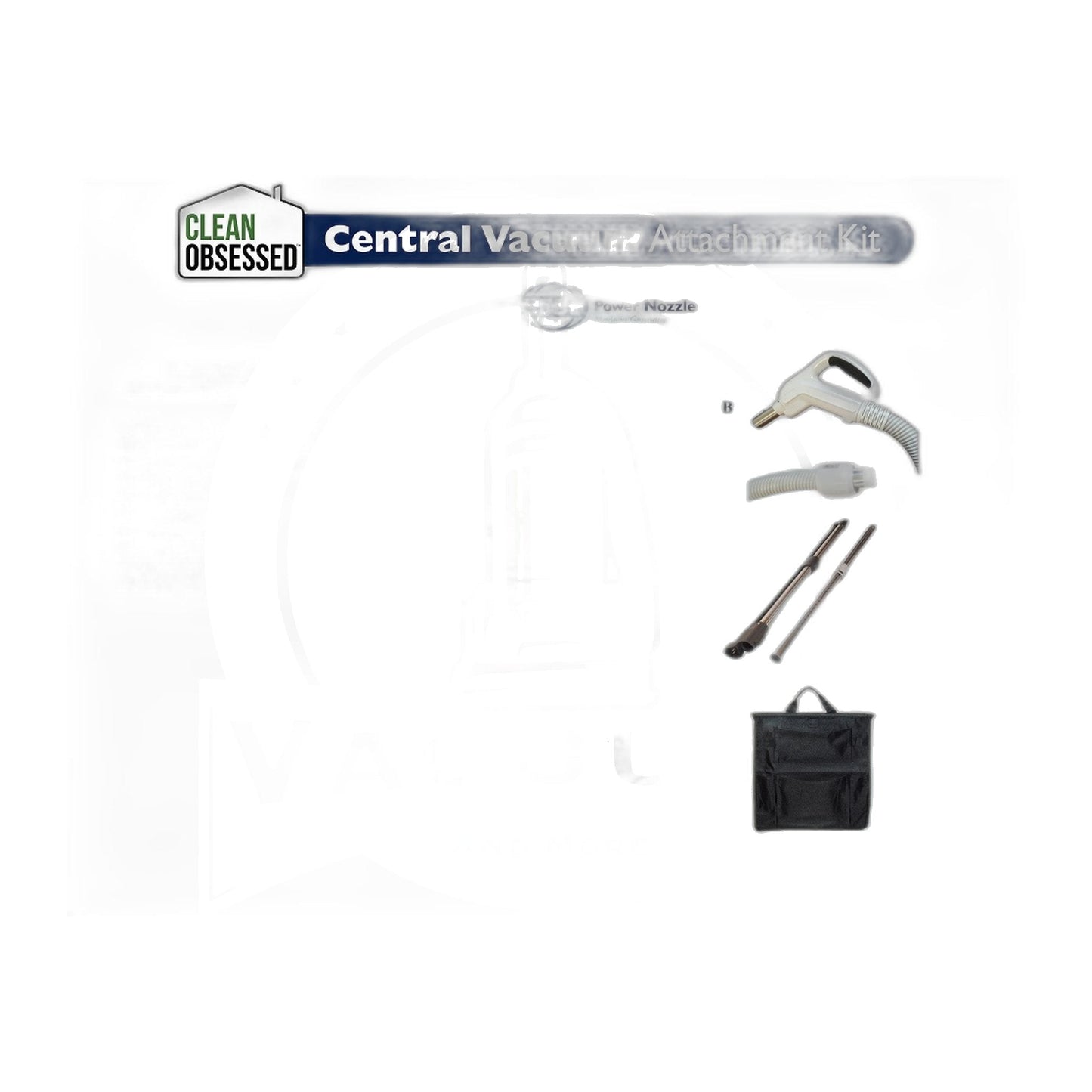 Clean Obsessed SEBO Central Vac Kit - 30' Direct-Connect Hose, 12" White Powerhead
