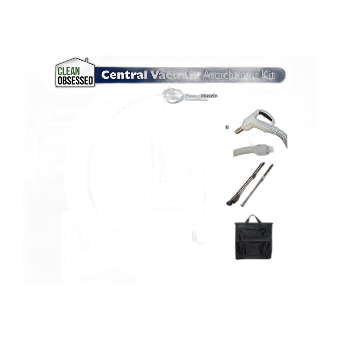 Clean Obsessed SEBO Central Vac Kit - 30' Direct-Connect Hose, 12" White Powerhead