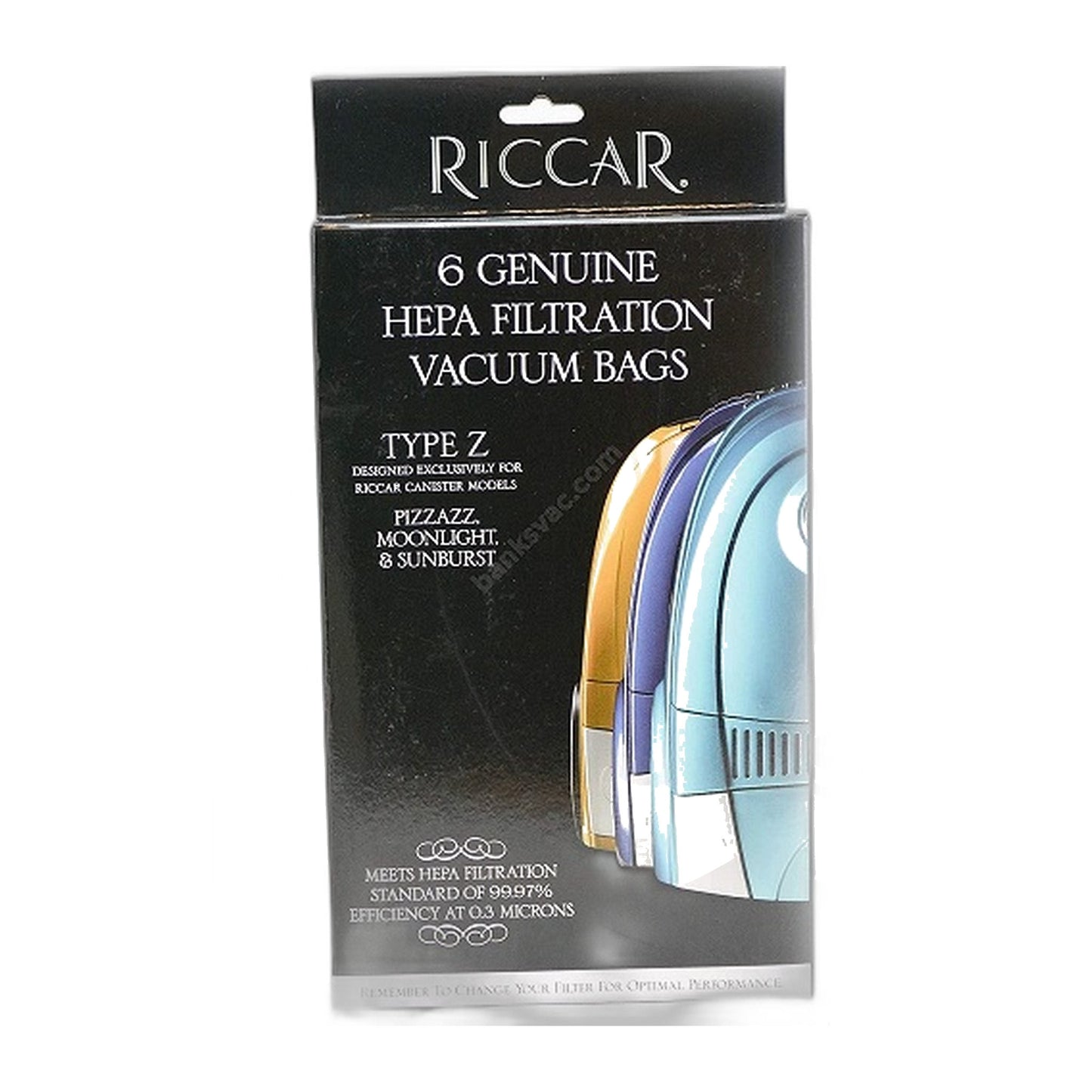 Riccar RZH-6 Type Z HEPA Bags for Moonlight & Sunburst, 6-Pack