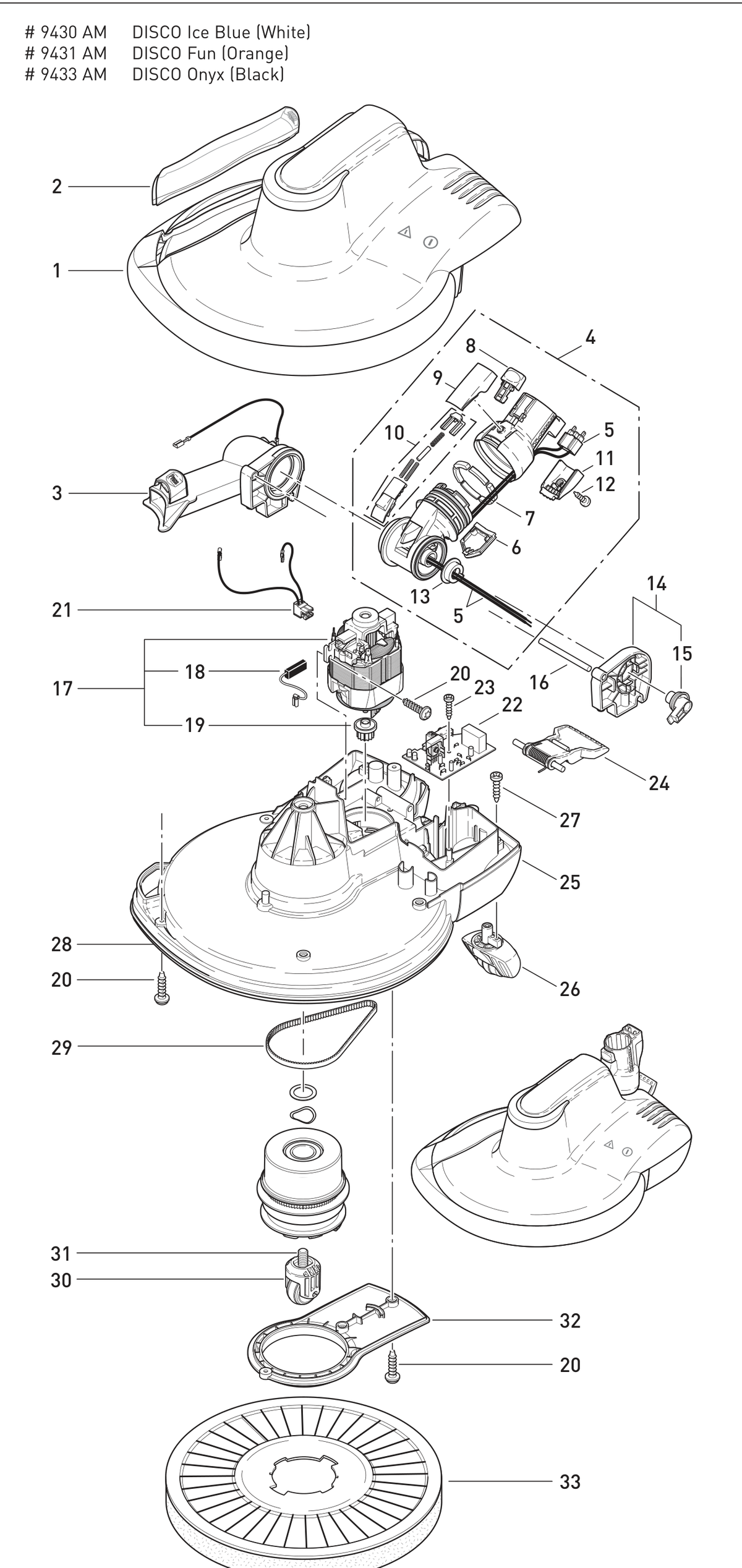 SEBO DISCO exploded parts diagram