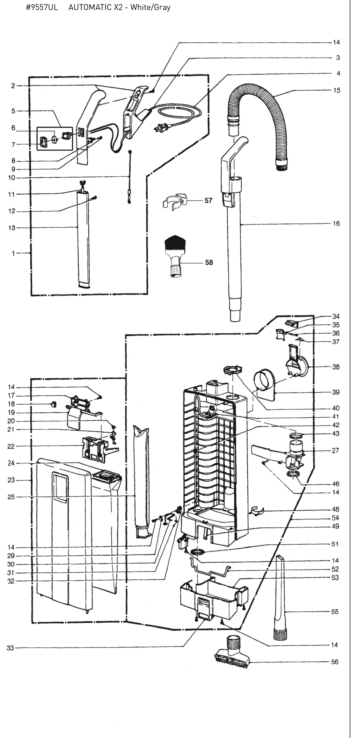 SEBO AUTOMATIC X2 exploded parts diagram
